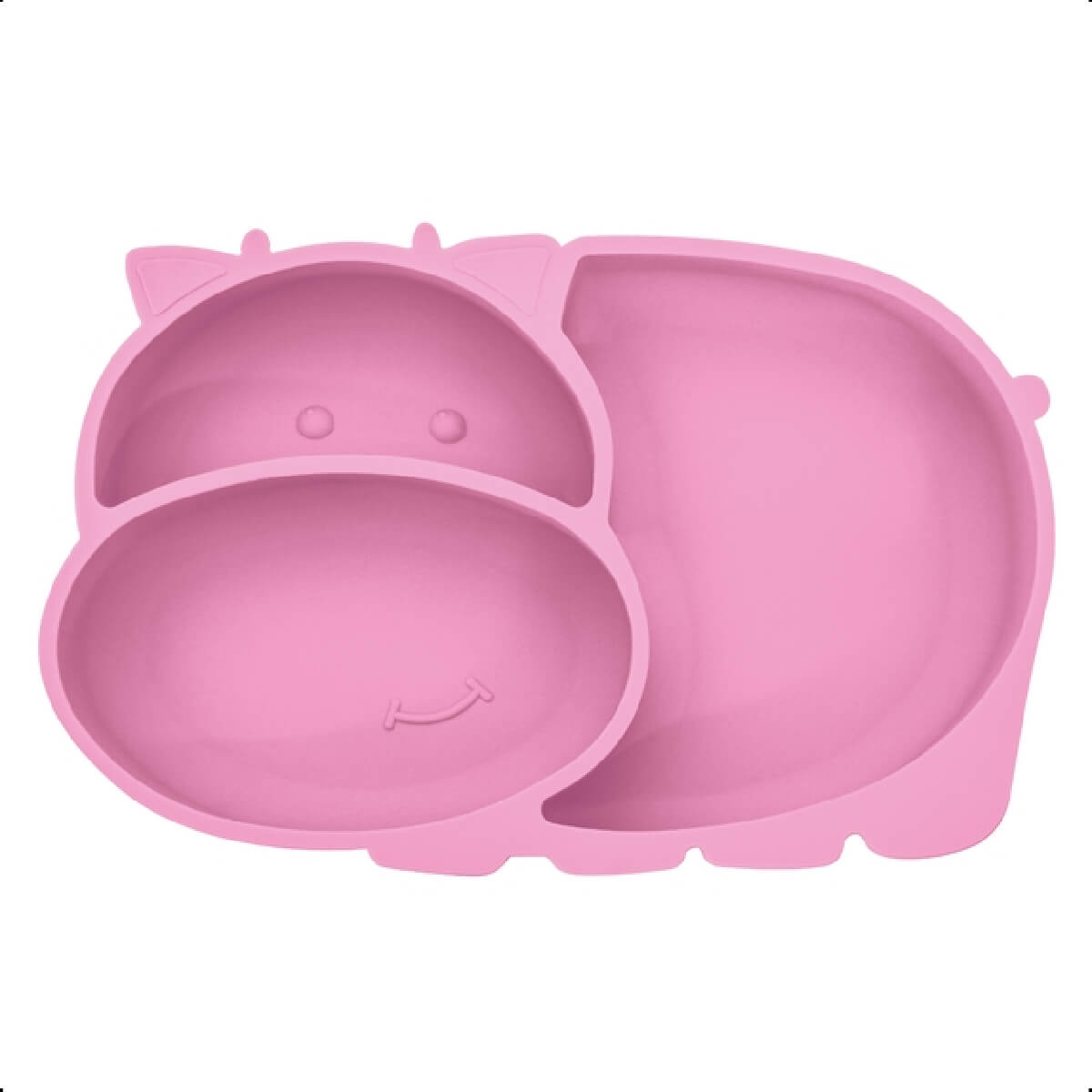 Prato Infantil Com Ventosa de Silicone Resistente e Maleável Com divisórias KaBaby Rosa - 1132R