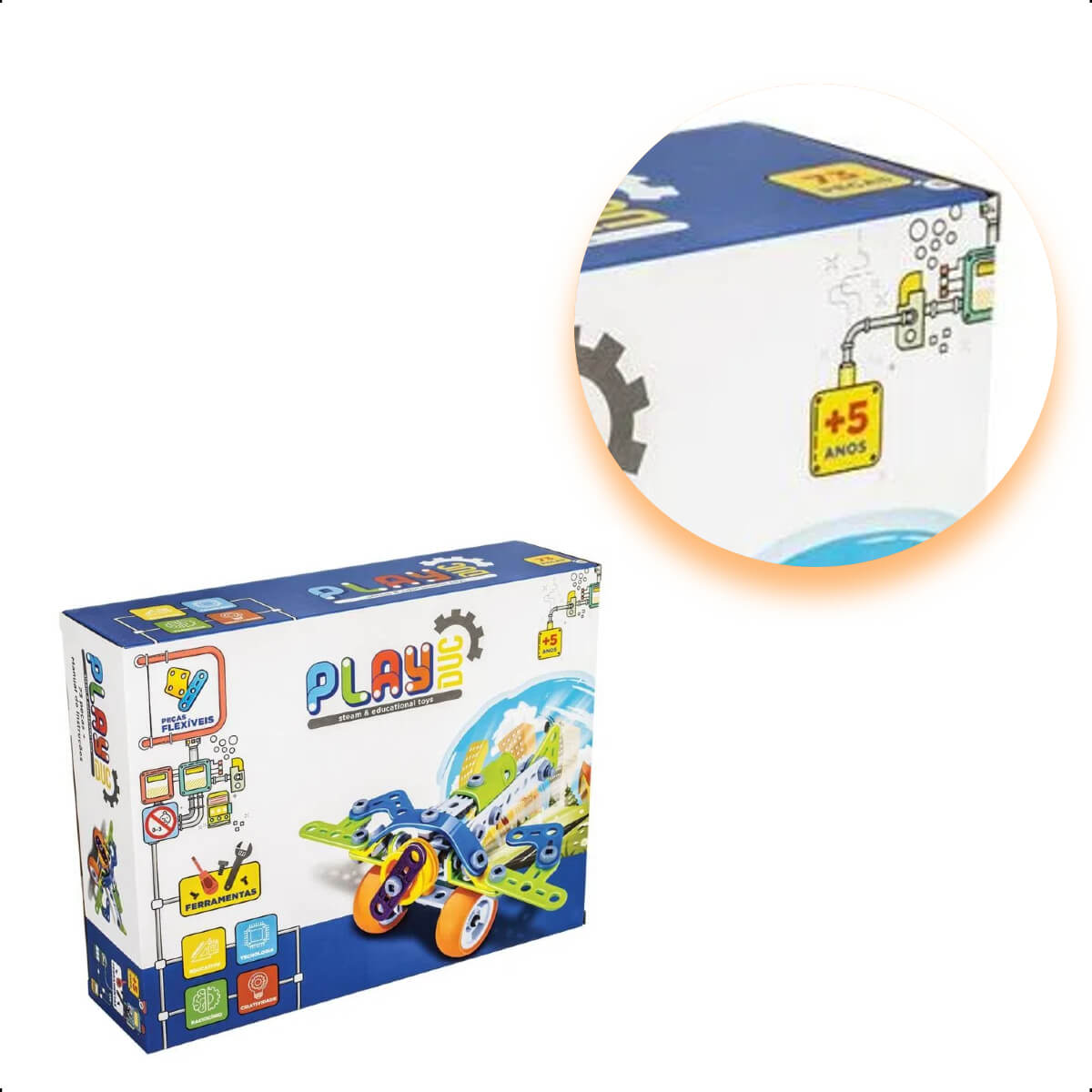 Brinquedo Super Avião de Montar 73 Peças Coloridas +3 Anos de Idade PlayDuc Kababy - PB50113