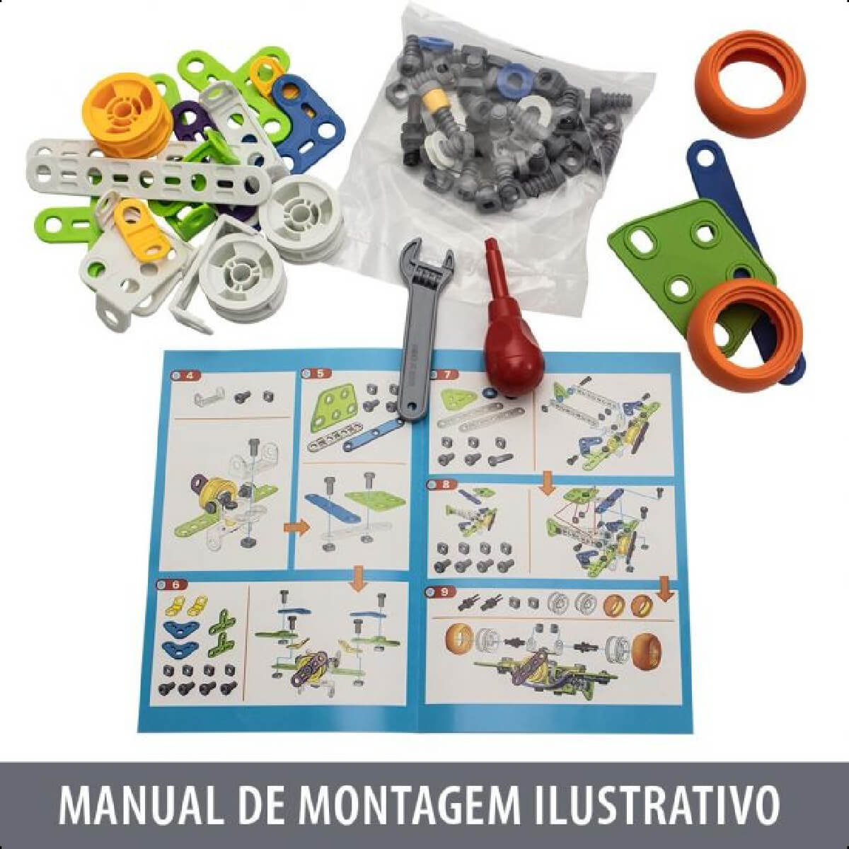 Brinquedo Super Avião de Montar 73 Peças Coloridas +3 Anos de Idade PlayDuc Kababy - PB50113
