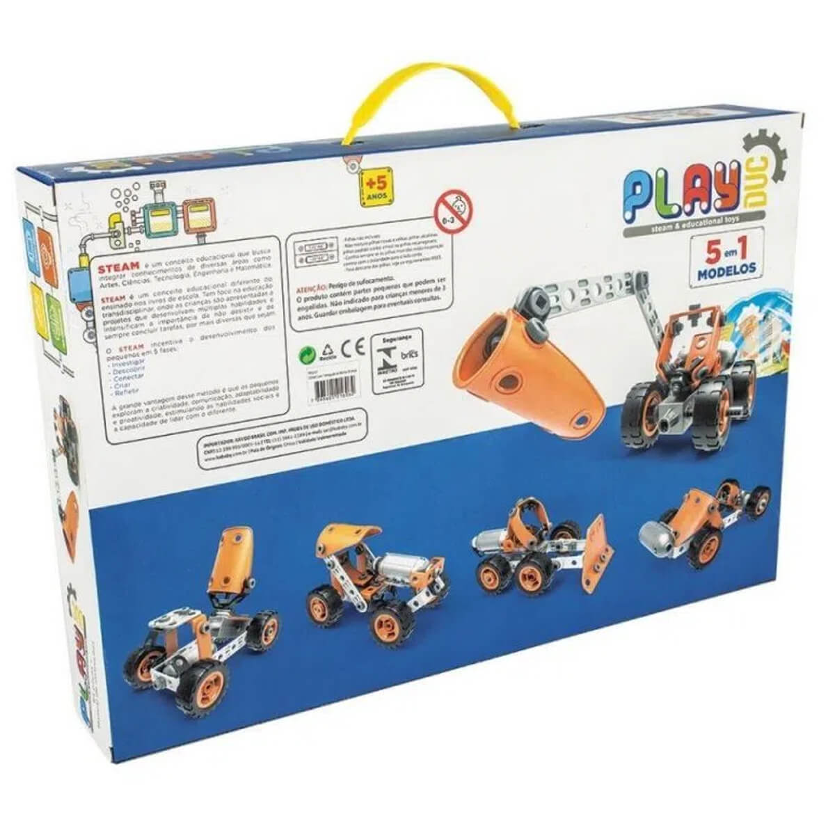 Brinquedo de Montar Super Trucks Elétrico 5 em 1 Com 84 Peças Coloridas PlayDuc Kababy - PB50151