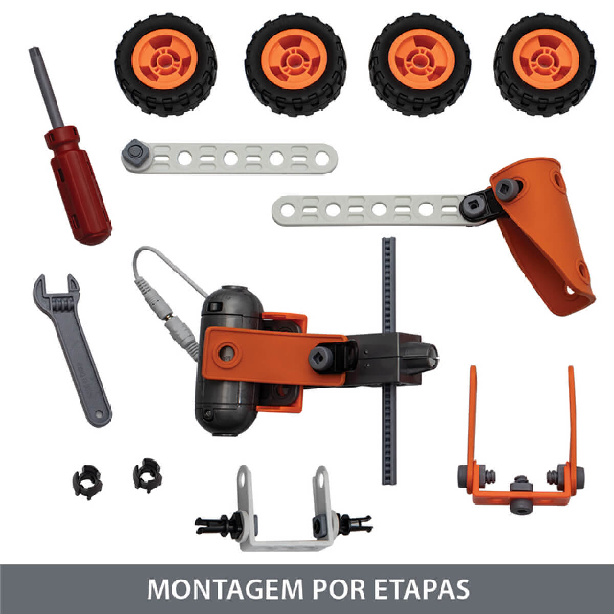 Brinquedo de Montar Super Trucks Elétrico 5 em 1 Com 84 Peças Coloridas PlayDuc Kababy - PB50151
