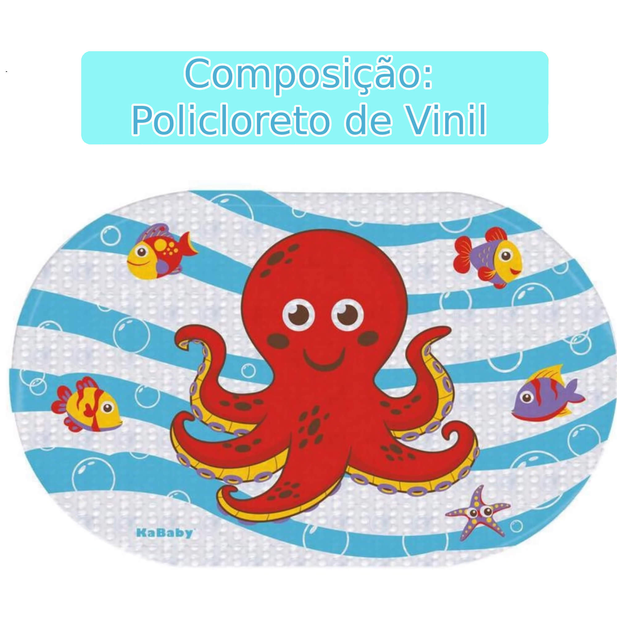 Tapete Infantil para Banheiro Polvo Vermelho com ventosa Antiderrapante KaBaby  - 22120G