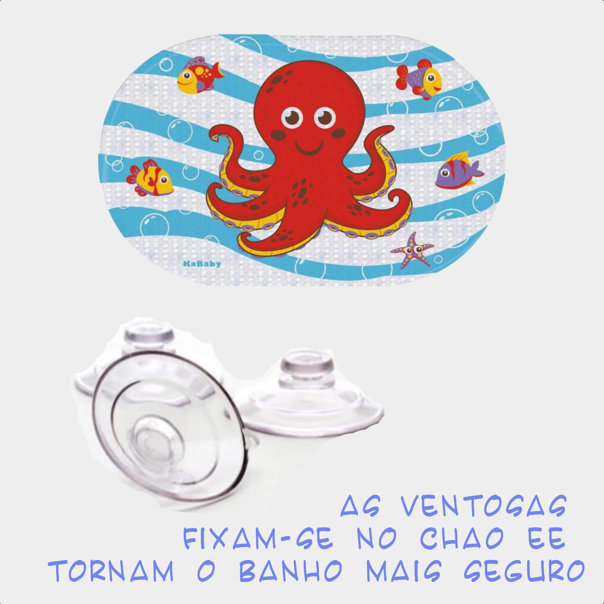 Tapete Infantil para Banheiro Polvo Vermelho com ventosa Antiderrapante KaBaby  - 22120G