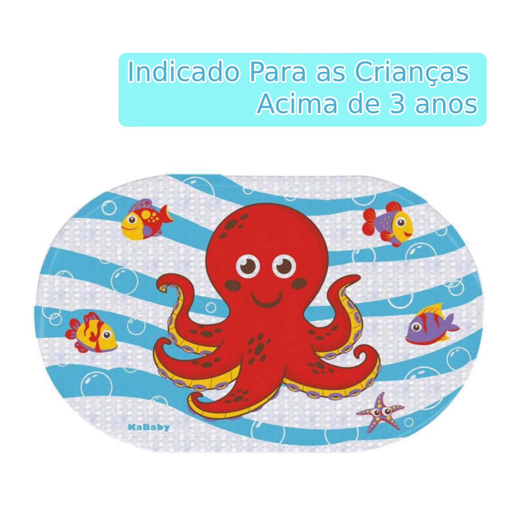 Tapete Infantil para Banheiro Polvo Vermelho com ventosa Antiderrapante KaBaby  - 22120G