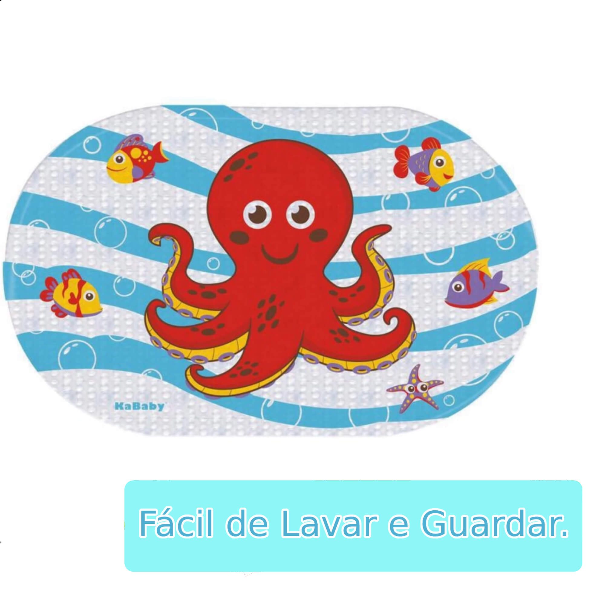 Tapete Infantil para Banheiro Polvo Vermelho com ventosa Antiderrapante KaBaby  - 22120G