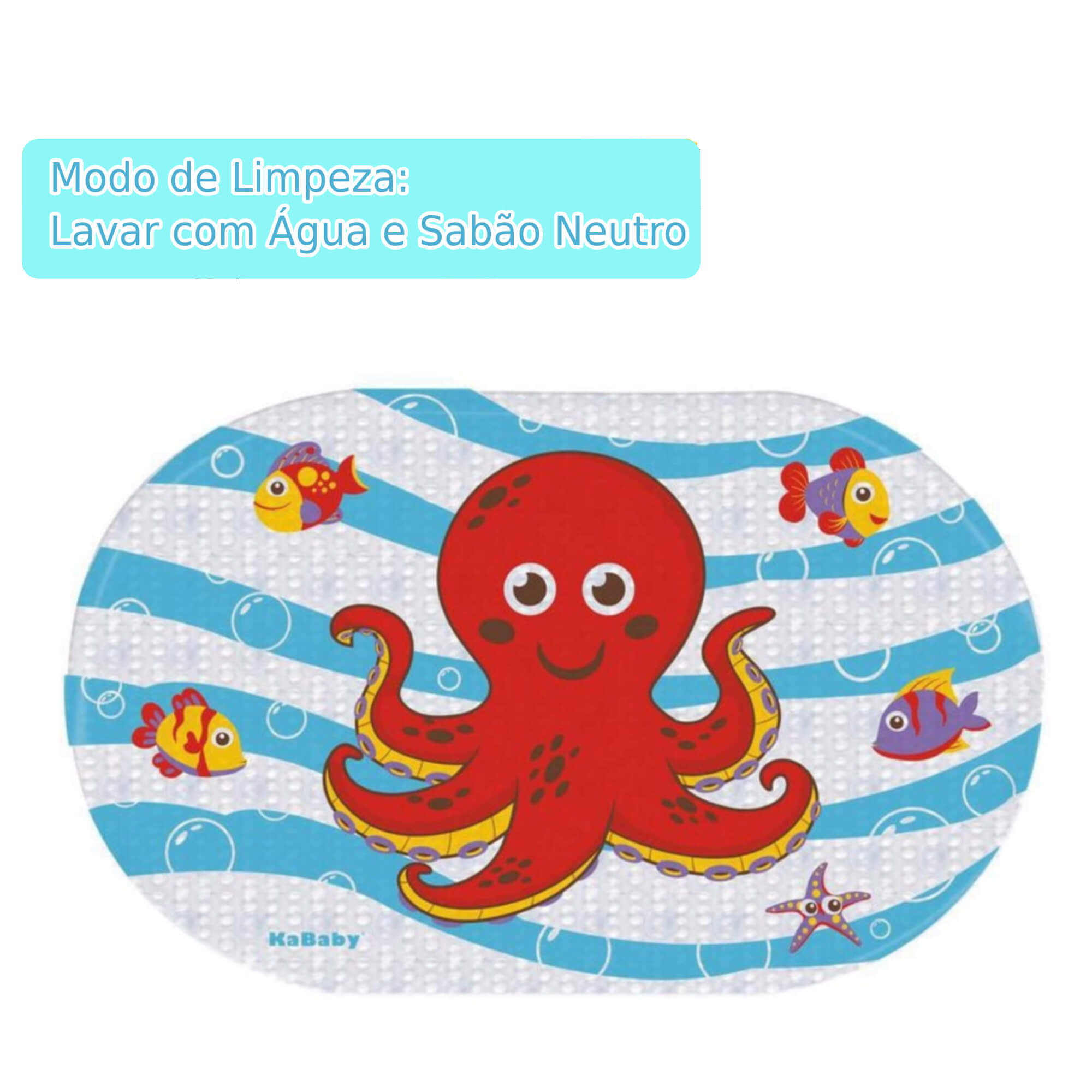 Tapete Infantil para Banheiro Polvo Vermelho com ventosa Antiderrapante KaBaby  - 22120G