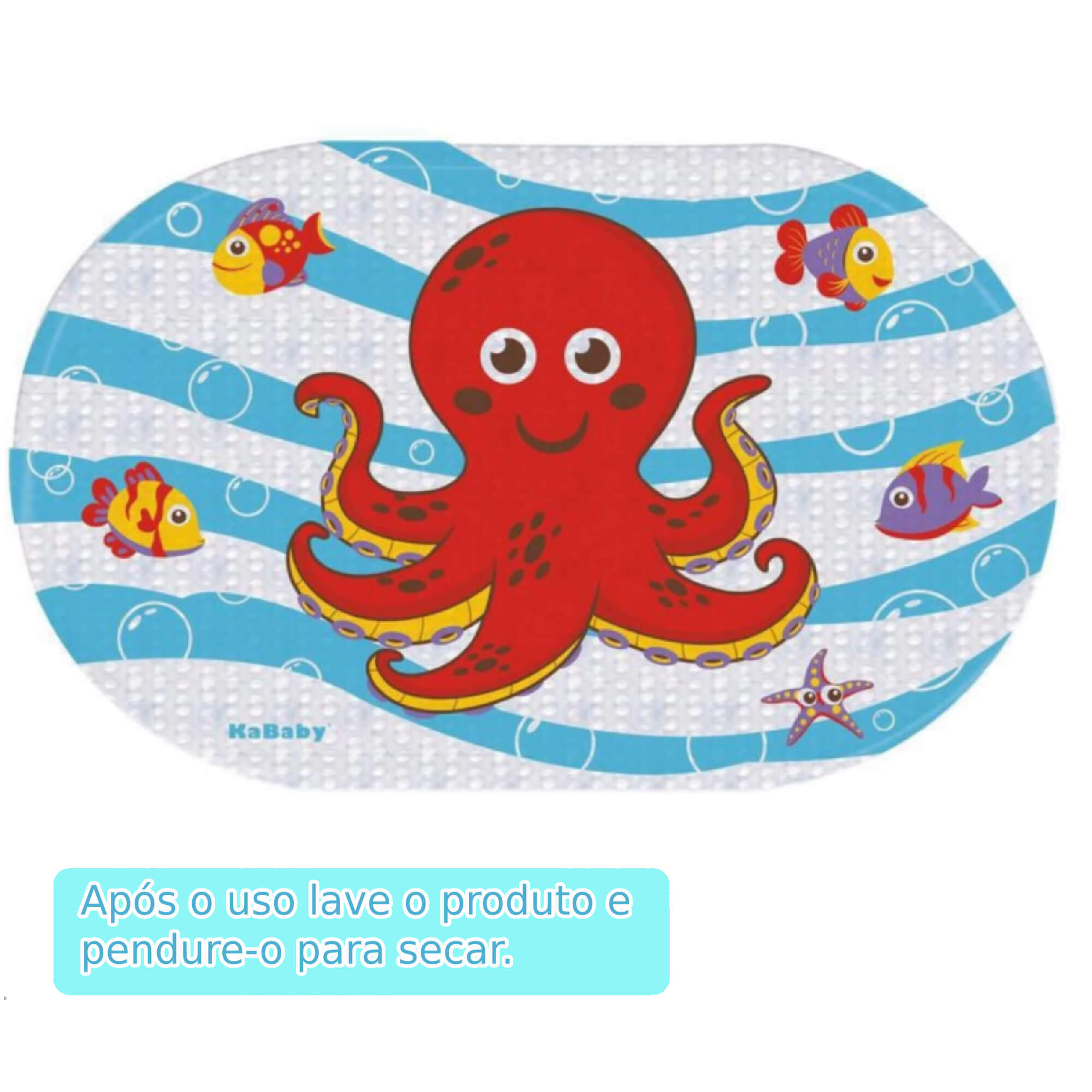 Tapete Infantil para Banheiro Polvo Vermelho com ventosa Antiderrapante KaBaby  - 22120G