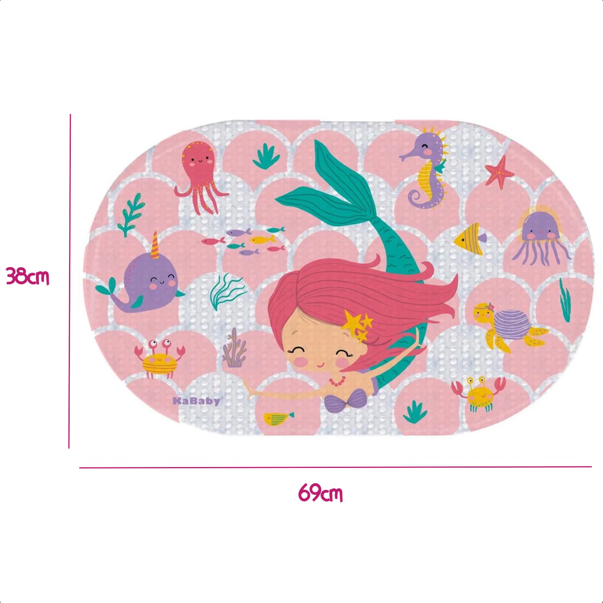 Tapete para Banheiro Antiderrapante Infantil Banho Sereia Rosa KaBaby - 22120F