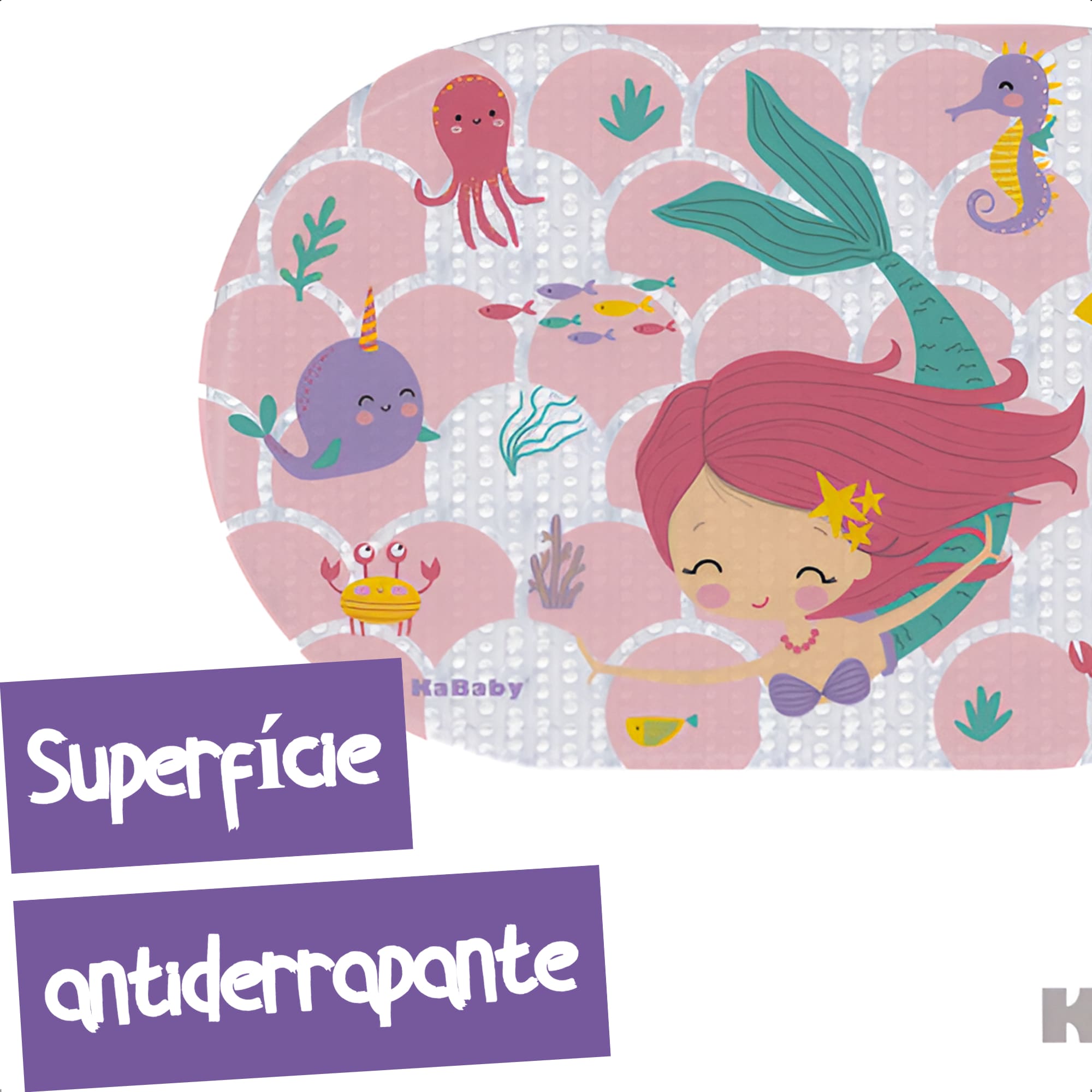 Tapete para Banheiro Antiderrapante Infantil Banho Sereia Rosa KaBaby - 22120F