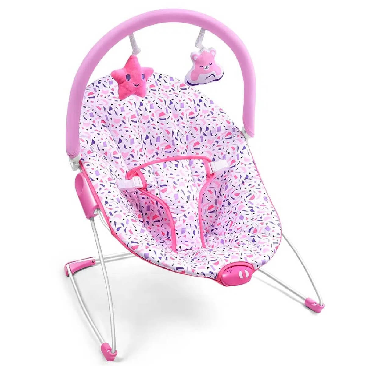Cadeira de Descanso Para bebê 0-11kgs Rosa Com Acessórios Interativos Multikids Baby BB291