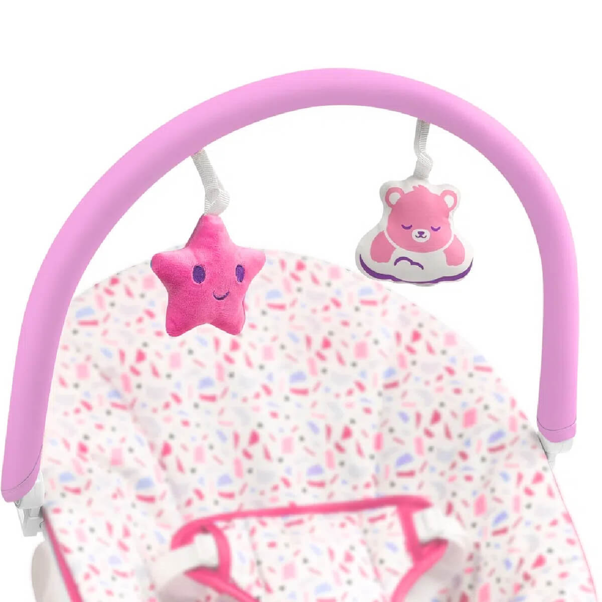 Cadeira de Descanso Para bebê 0-11kgs Rosa Com Acessórios Interativos Multikids Baby BB291