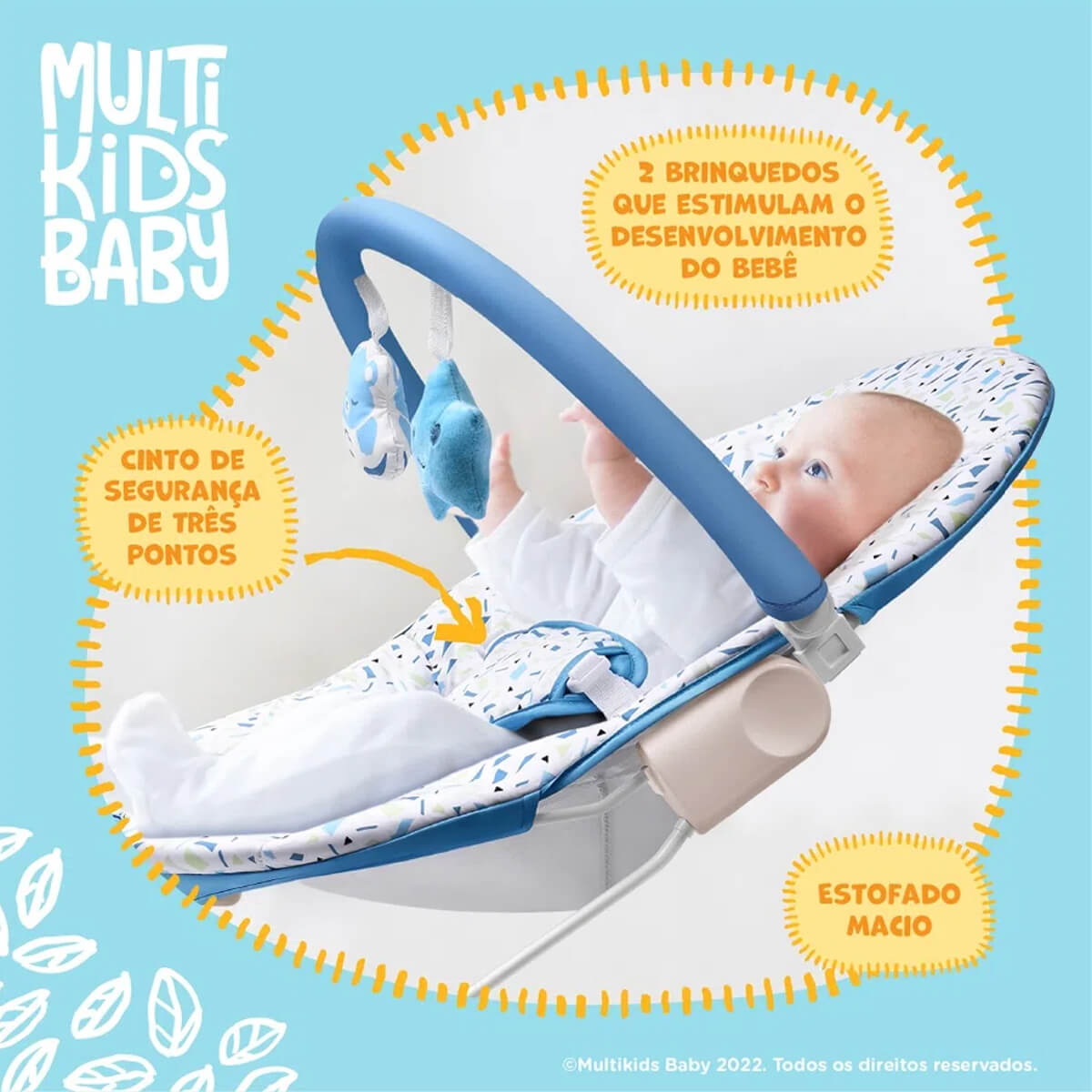 Cadeira de Descanso Para bebê 0-11kgs Rosa Com Acessórios Interativos Multikids Baby BB291