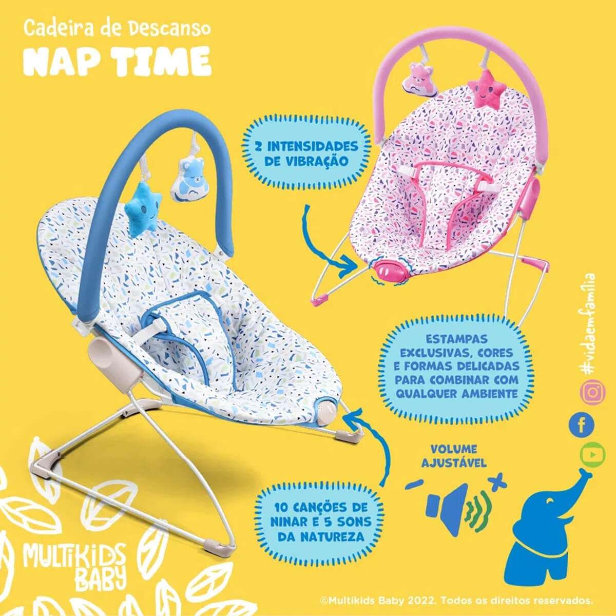 Cadeira de Descanso Para bebê 0-11kgs Rosa Com Acessórios Interativos Multikids Baby BB291
