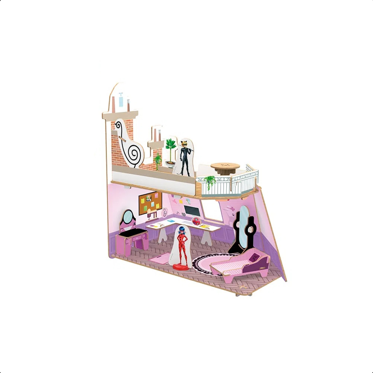 Playset Quebra-cabeça 3D Quarto da Marinette Miraculous Ladybug 42 Peças +3 anos Xalingo - 55054