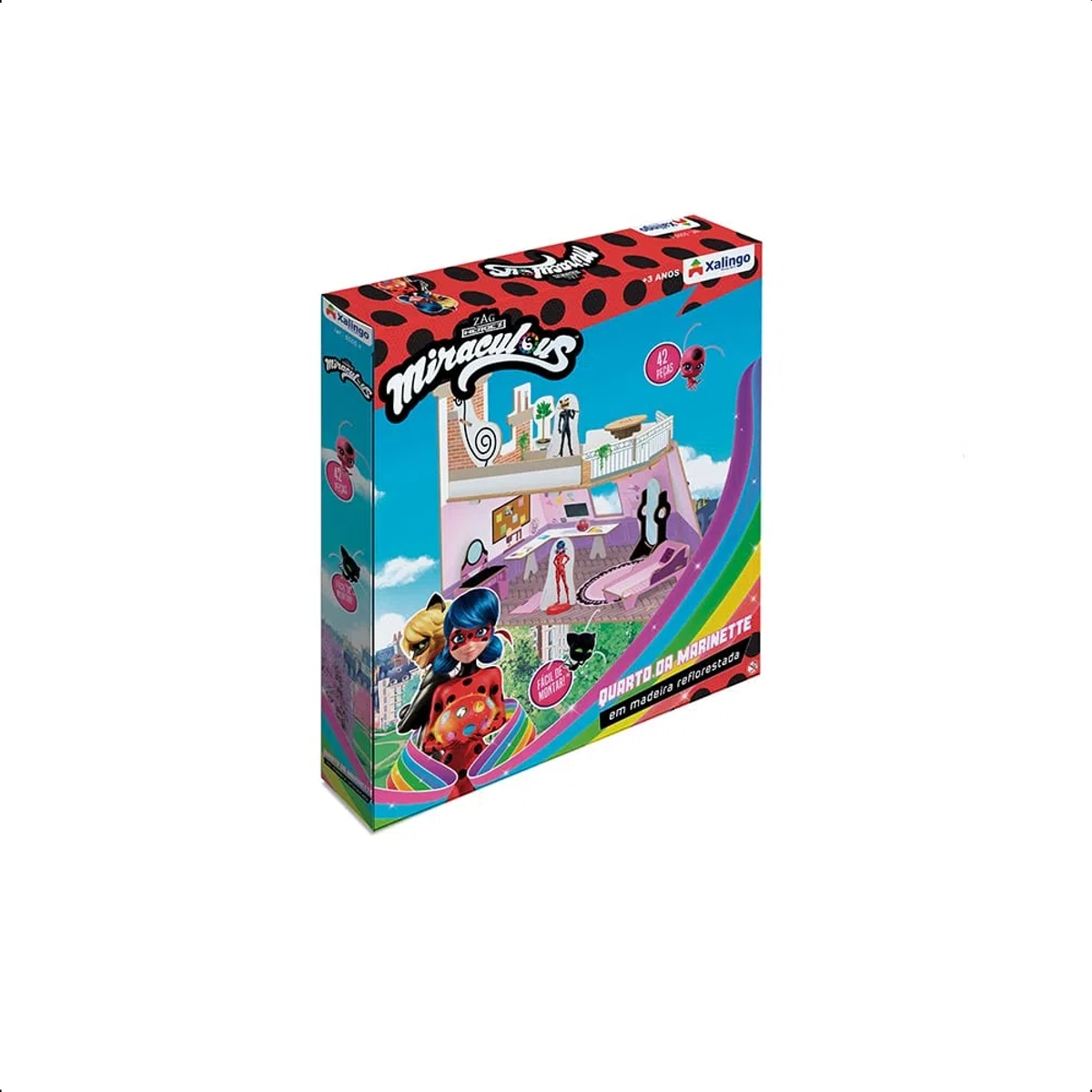 Playset Quebra-cabeça 3D Quarto da Marinette Miraculous Ladybug 42 Peças +3 anos Xalingo - 55054