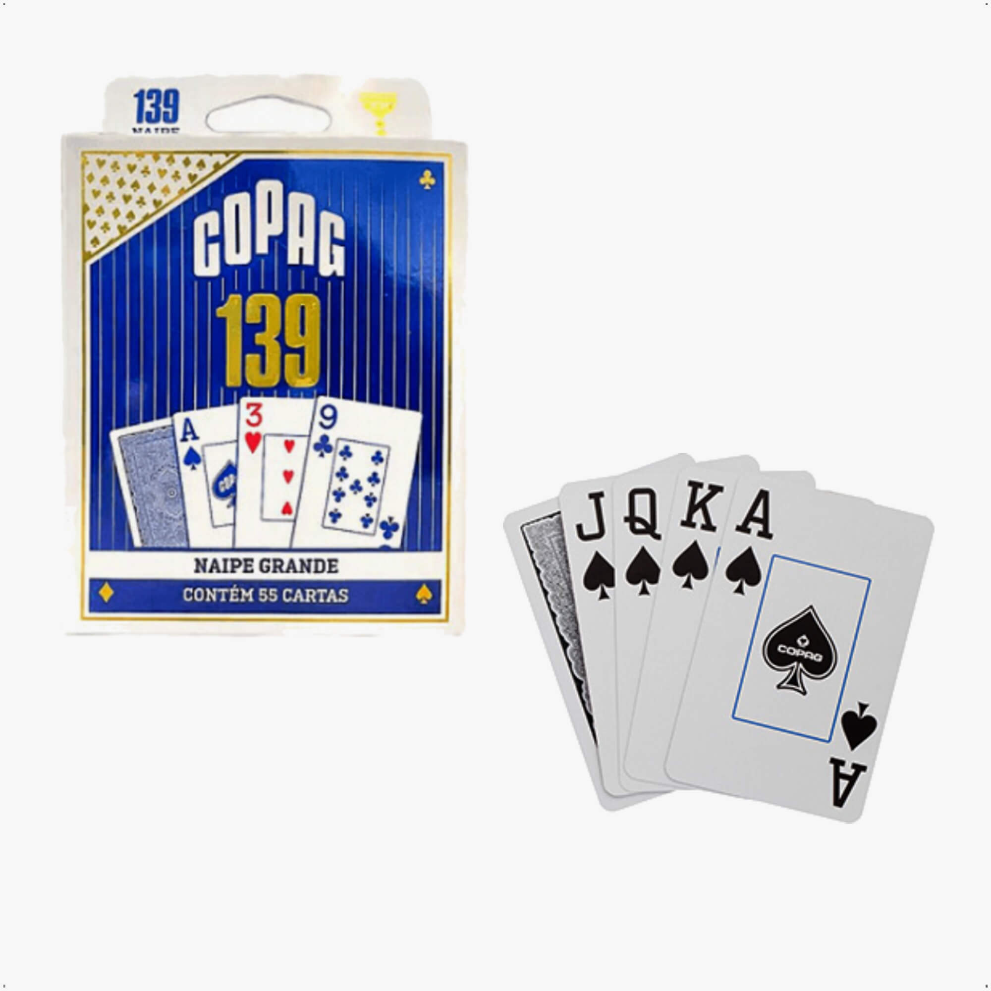 Caixa com 12 unidades Jogo De Cartas Baralho 139 Naipe Grande Azul/vermelho 98482