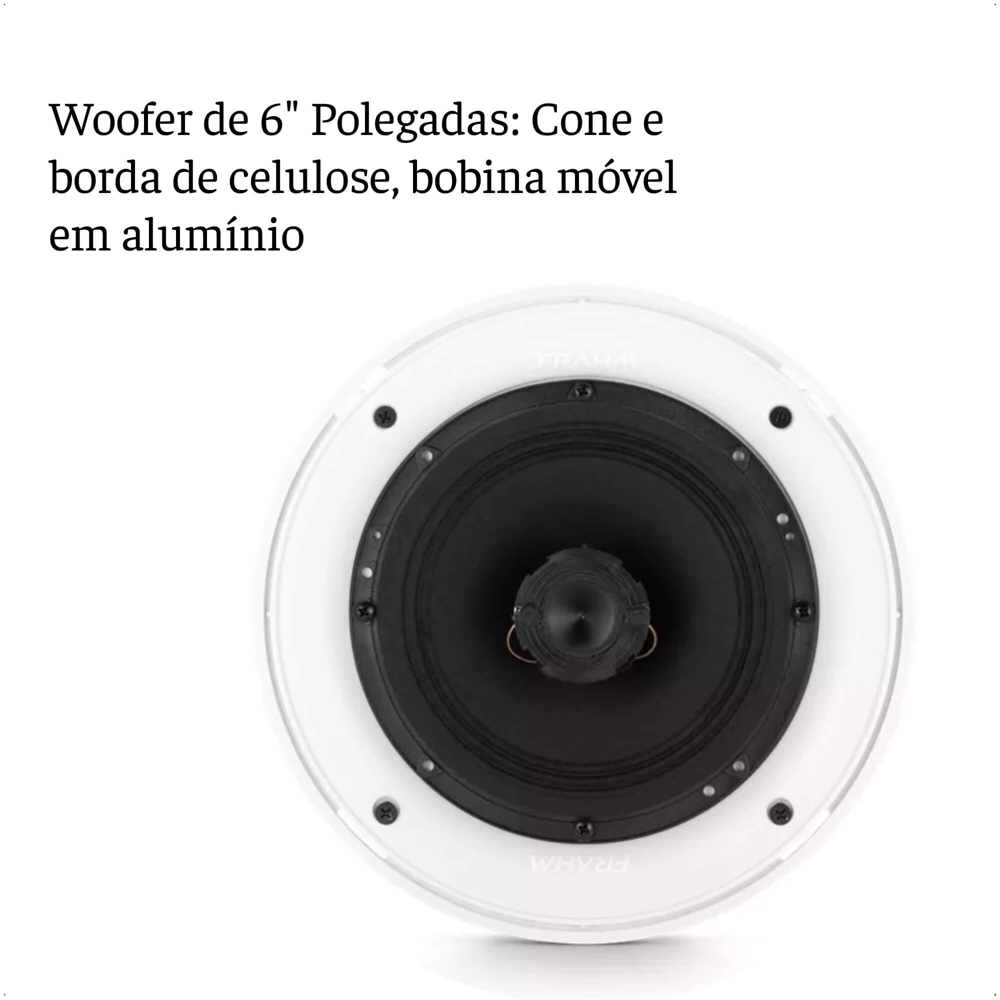 Caixa de Som Arandela Redonda Coaxial 40W RMS 8 Ohms Frahm CS C/ Impedância/Regulagem 70V 31556