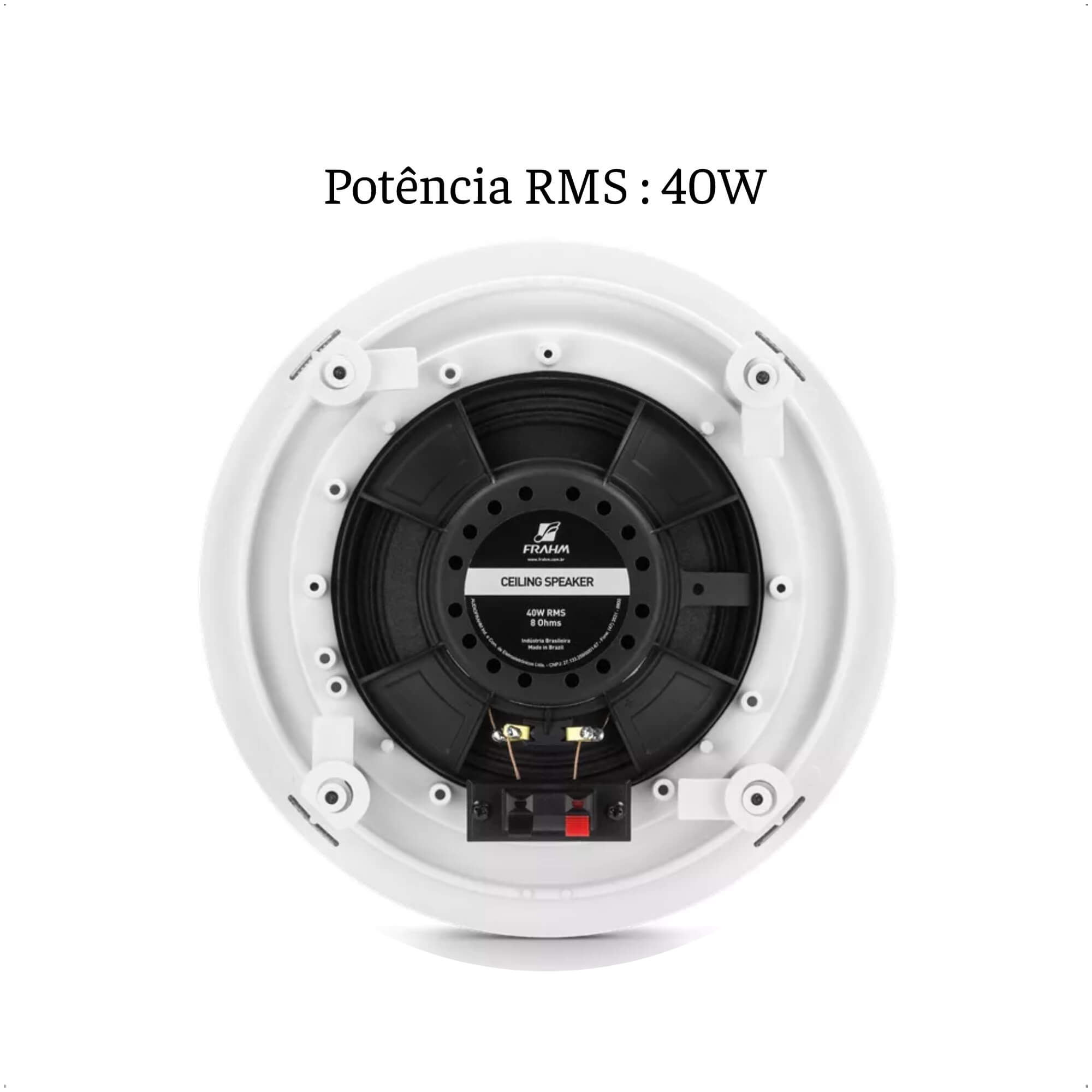 Caixa de Som Arandela Redonda Coaxial 40W RMS 8 Ohms Frahm CS C/ Impedância/Regulagem 70V 31556
