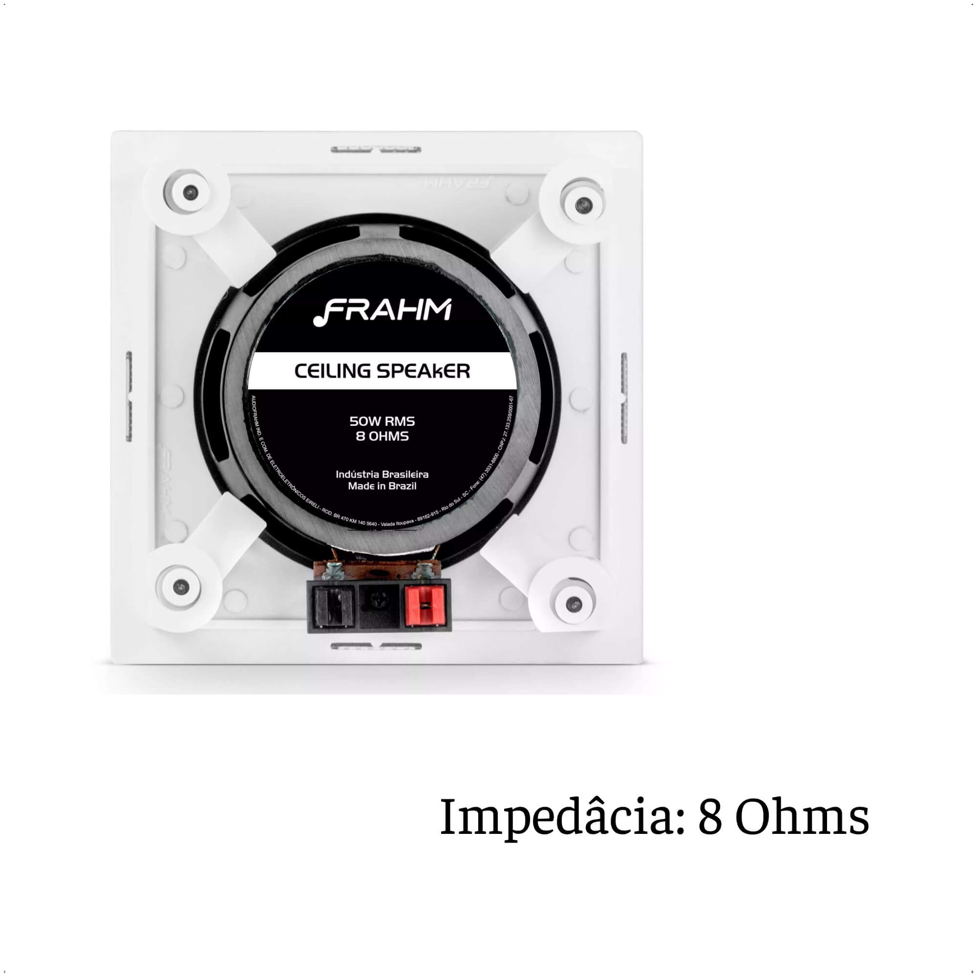 Caixa de Som Arandela Quadrada Coaxial 50W RMS Frahm CS 6 Pol 8 Ohms 70V Alumínio 138x138mm-32145