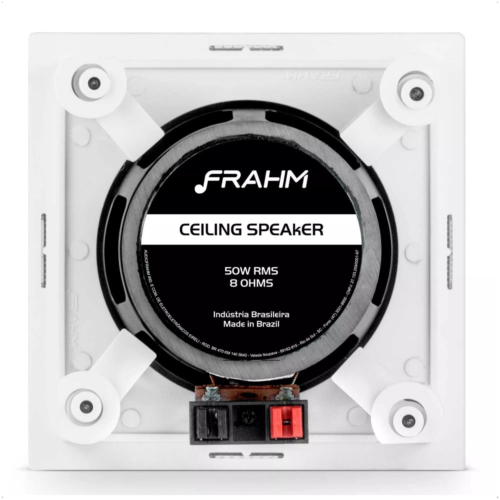 Caixa de Som Arandela Quadrada Coaxial 50W RMS Frahm CS 6 Pol 8 Ohms 70V Alumínio 138x138mm-32145