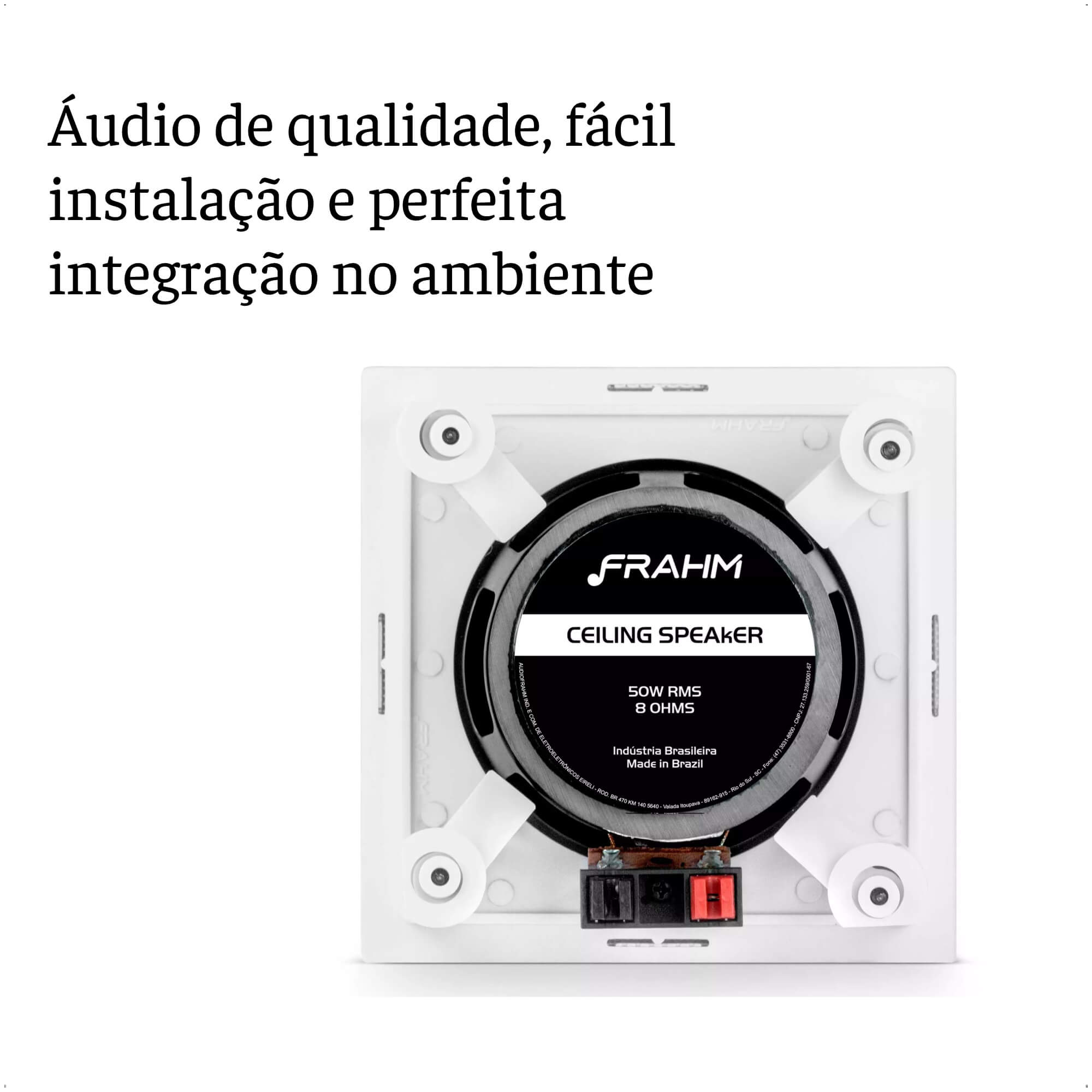 Caixa de Som Arandela Quadrada Coaxial 50W RMS Frahm CS 6 Pol 8 Ohms 70V Alumínio 138x138mm-32145