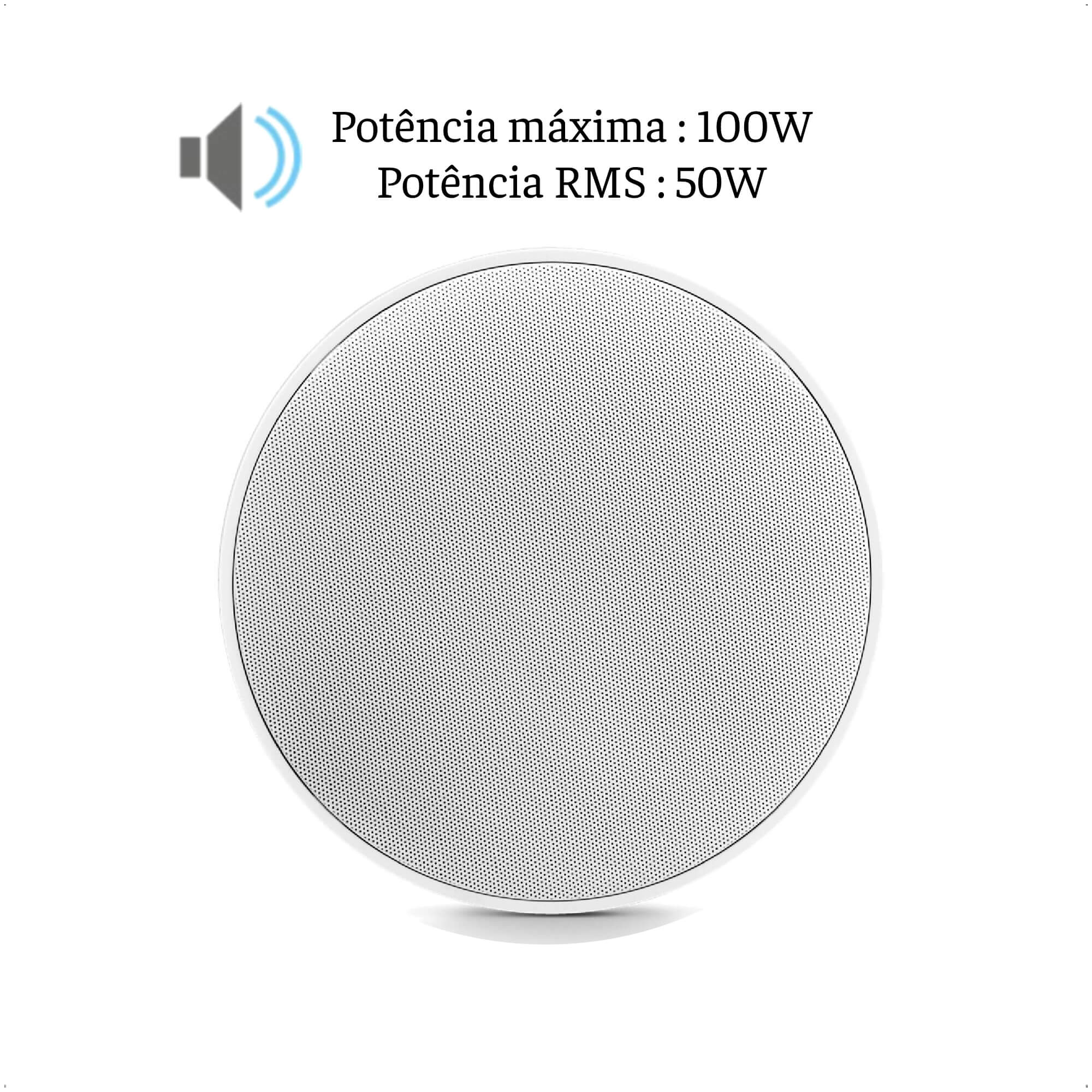 Caixa de Som Arandela Redonda 50W 8 Ohms Frahm CS 6 Polegadas FR 50 R Tela de Alumínio  - 31544