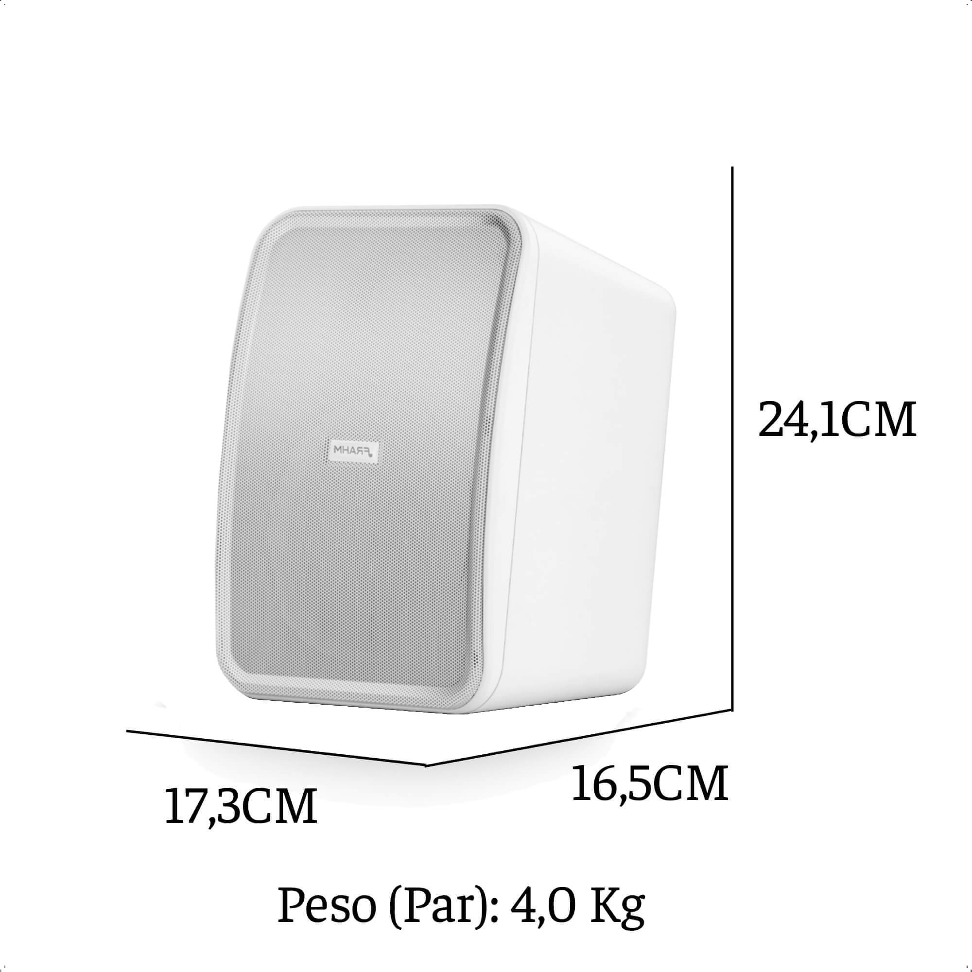 Par de Caixas de Som Outdoor Acústica Frahm Passiva 120W RMS 8 Ohms 5 Pol. HS Branca - 31804