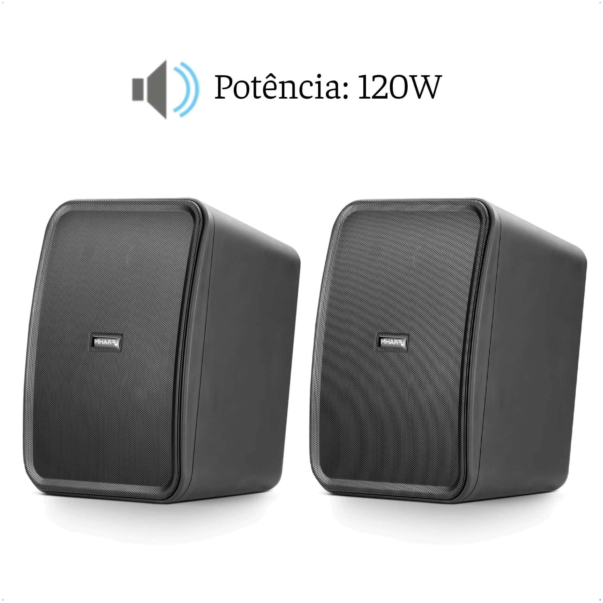 Par de Caixas de Som Outdoor Passiva Acústica Frahm 120W RMS 8 Ohms HS5 91dB Preta - 31863