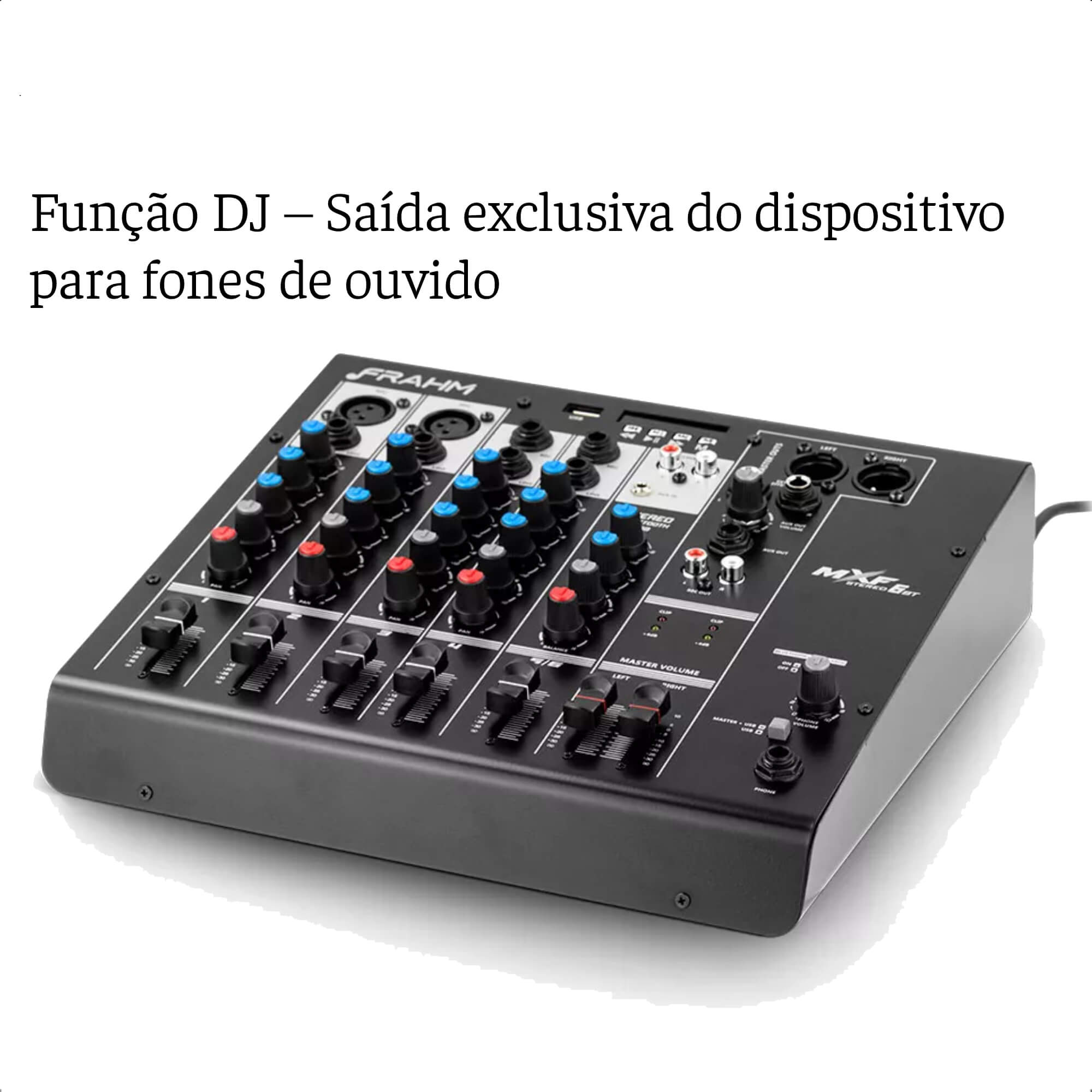 Mesa de Som Mixer Frahm 6 Canais Bluetooth, XLR, P10, RCA e P2 Função DJ Rec Out Mxf6 Bt - 31592
