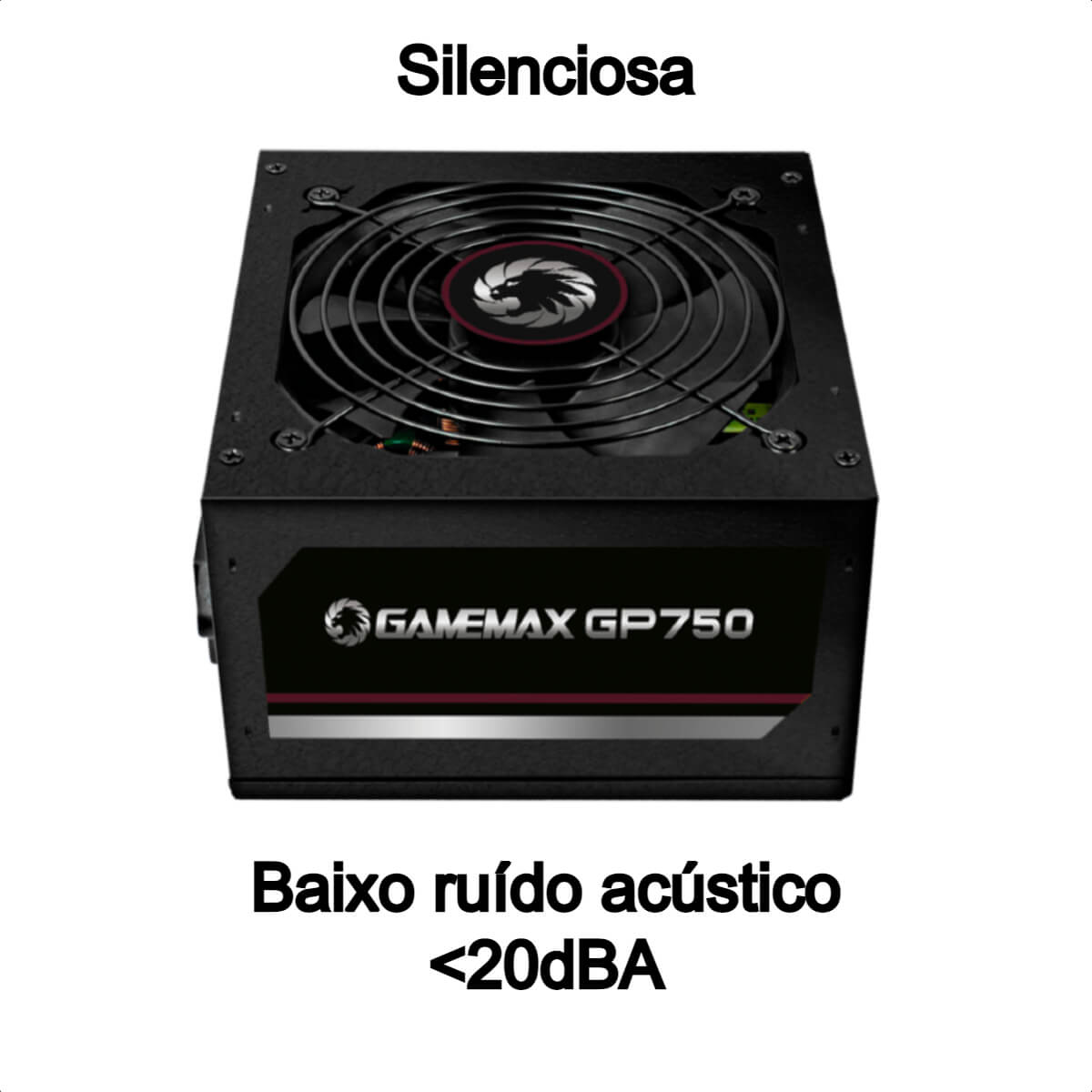 Fonte Gamer ATX 750W Preta 80 Plus Bronze 50-60Hz Auto Range 110-240V - Gamemax GP750