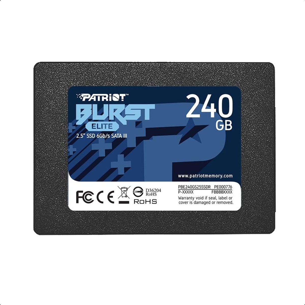 SSD 240GB Patriot Burst Elite 2.5" SATA III Leitura: 450MB/s Gravação: 320MB/s - PBE240GS25SSDR