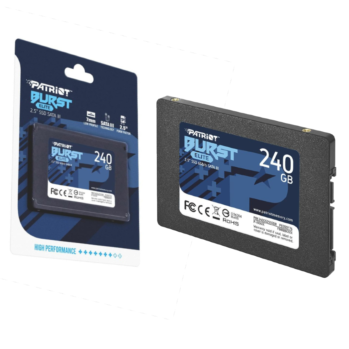 SSD 240GB Patriot Burst Elite 2.5" SATA III Leitura: 450MB/s Gravação: 320MB/s - PBE240GS25SSDR