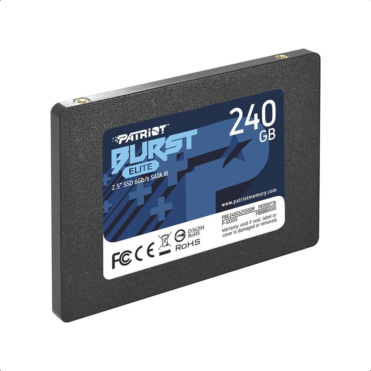 SSD 240GB Patriot Burst Elite 2.5" SATA III Leitura: 450MB/s Gravação: 320MB/s - PBE240GS25SSDR