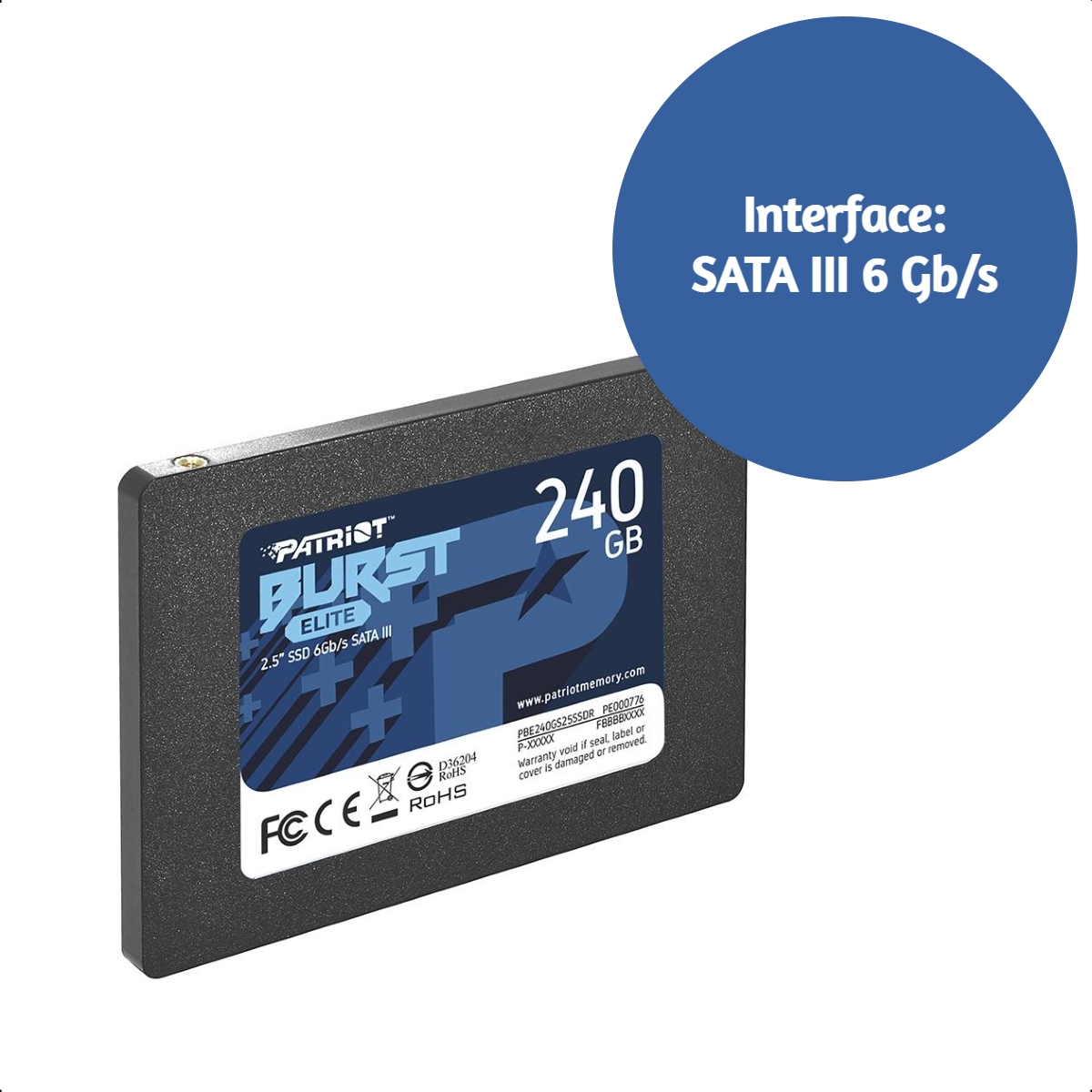 SSD 240GB Patriot Burst Elite 2.5" SATA III Leitura: 450MB/s Gravação: 320MB/s - PBE240GS25SSDR