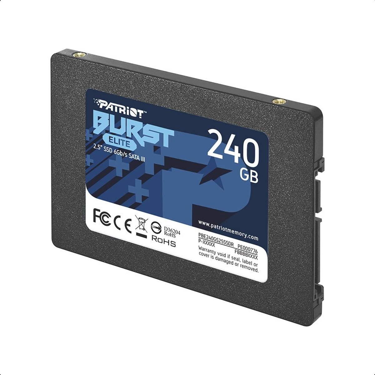 SSD 240GB Patriot Burst Elite 2.5" SATA III Leitura: 450MB/s Gravação: 320MB/s - PBE240GS25SSDR
