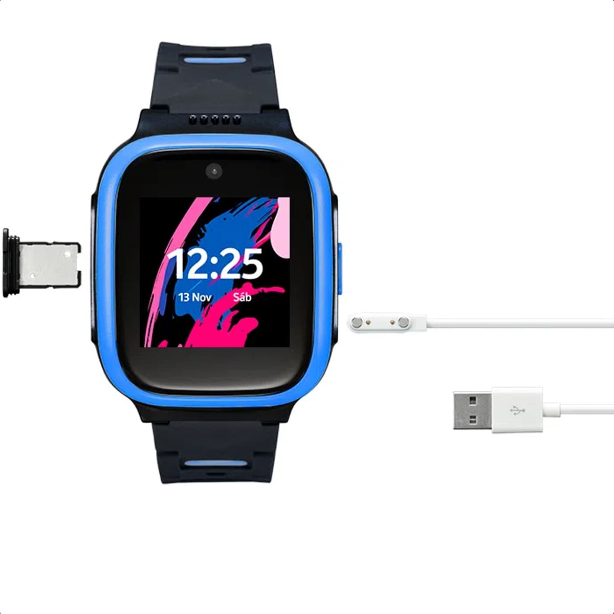 Smartwatch Infantil Multilaser Kid Watch 4G Controle Parental Contador de Passos Wi-Fi Azul P9200