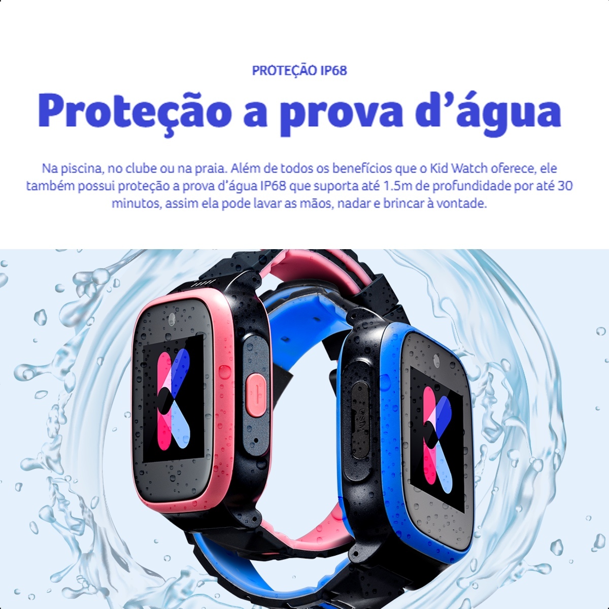 Smartwatch Infantil Multilaser Kid Watch 4G Controle Parental Contador de Passos Wi-Fi Azul P9200