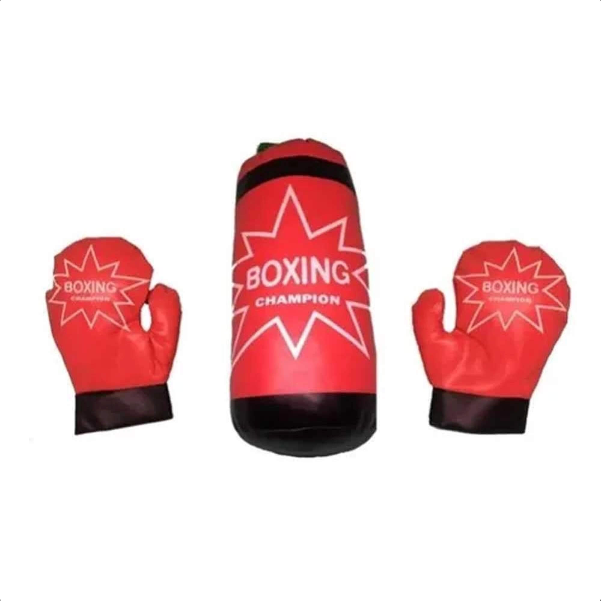 Kit Boxe Infantil Com Luvas Go Play Vermelha 14x44cm acima de 3 Anos Multikids - BR1208