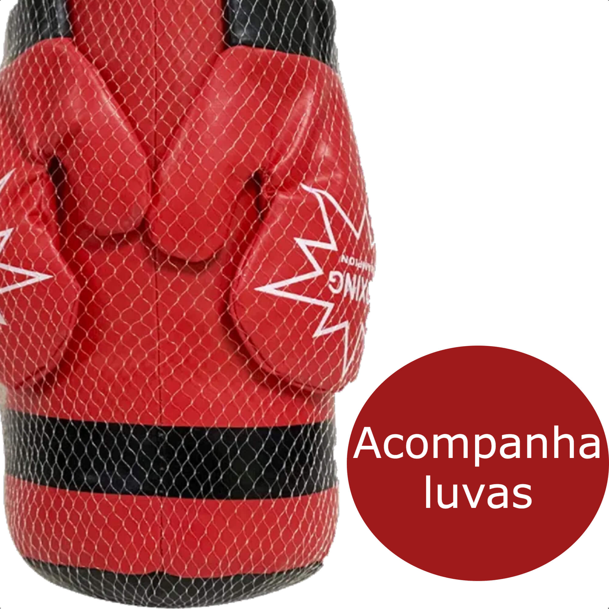 Kit Boxe Infantil Com Luvas Go Play Vermelha 14x44cm acima de 3 Anos Multikids - BR1208