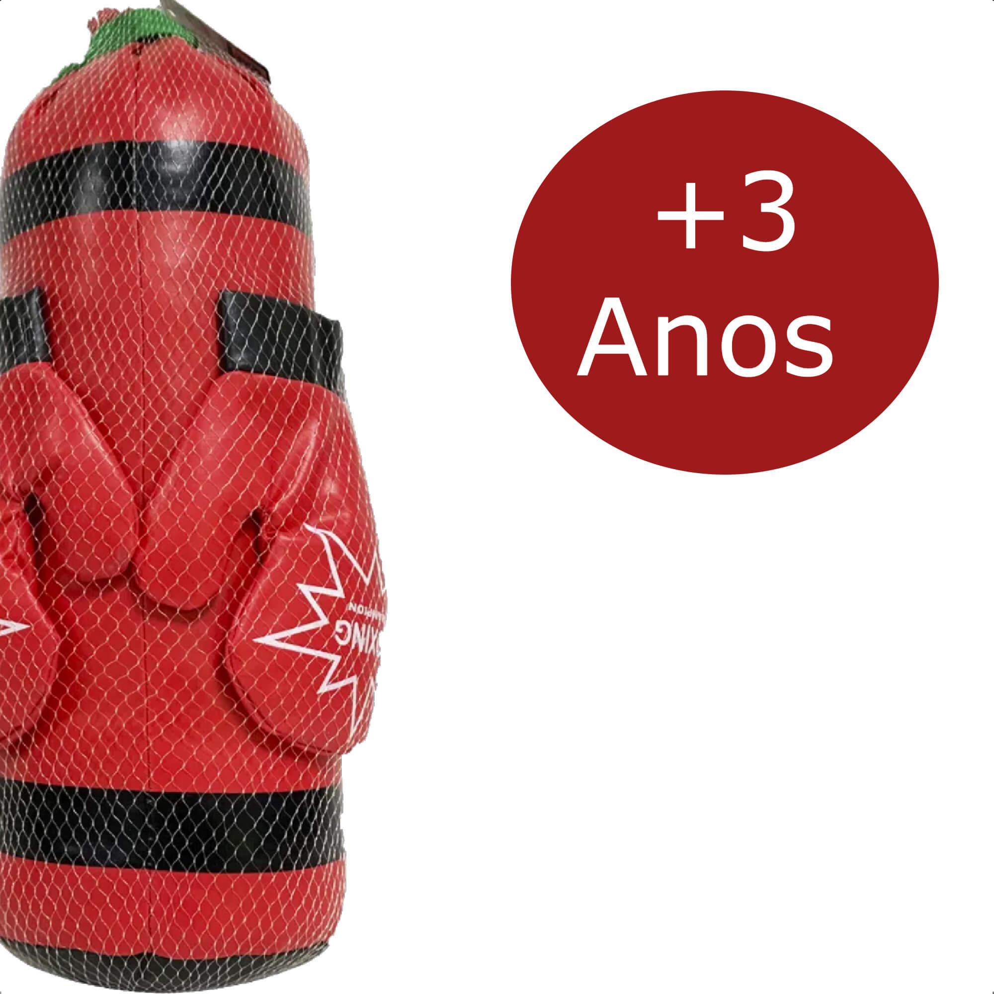 Kit Boxe Infantil Com Luvas Go Play Vermelha 14x44cm acima de 3 Anos Multikids - BR1208
