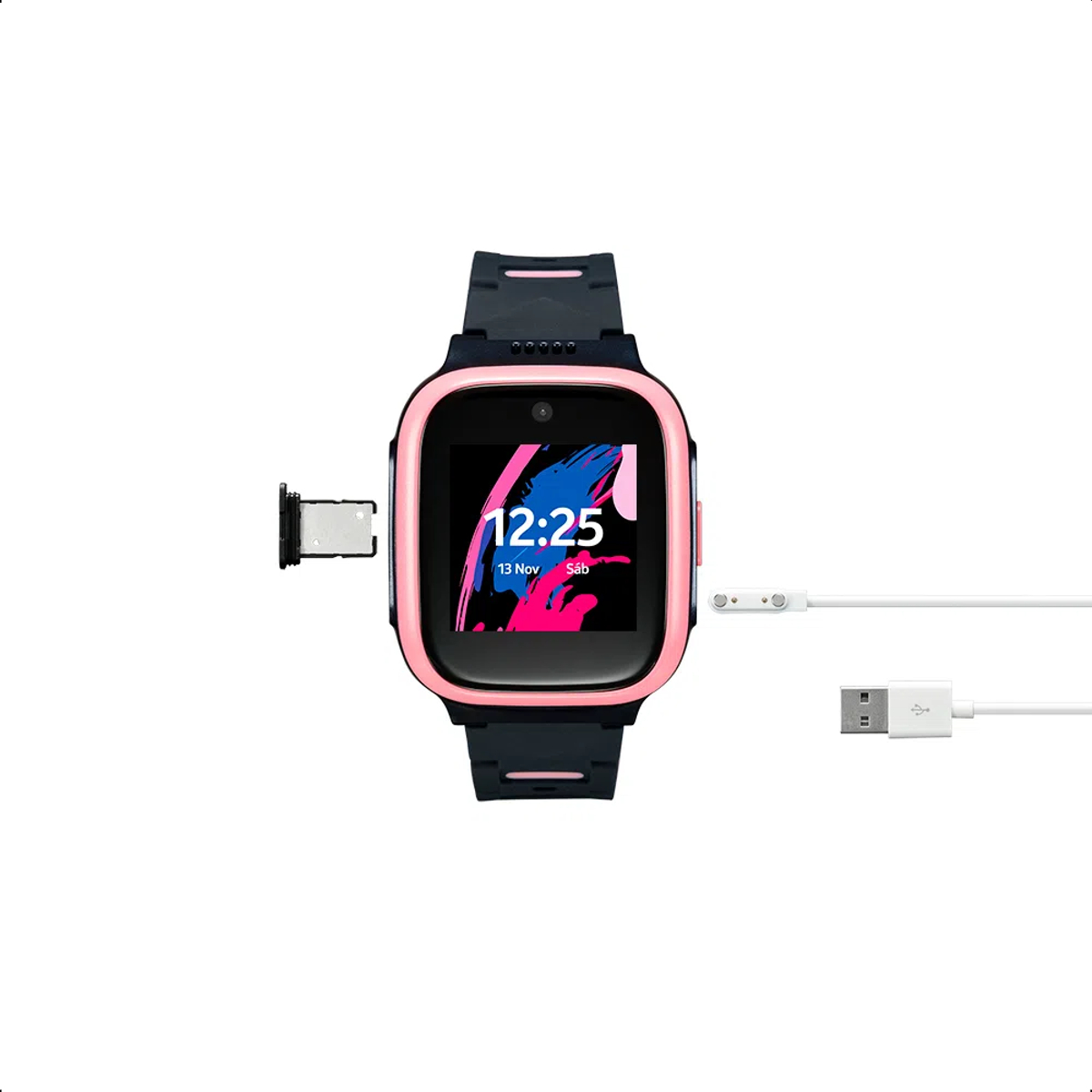 Smartwatch Infantil Multilaser Kid Watch 4G Controle Parental Contador de Passos Wi-Fi Rosa P9201