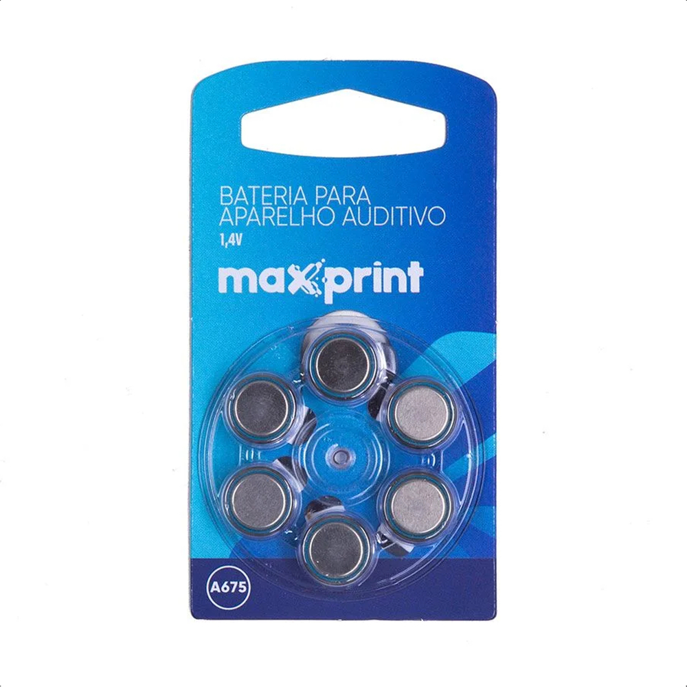 Bateria Para Aparelho Auditivo 1,4 Volts Blister Com 6 Maxprint - A675