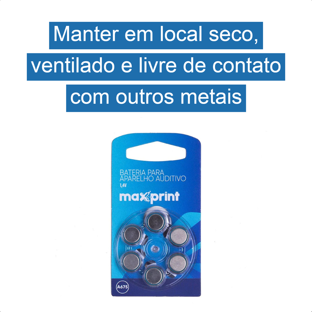Bateria Para Aparelho Auditivo 1,4 Volts Blister Com 6 Maxprint - A675