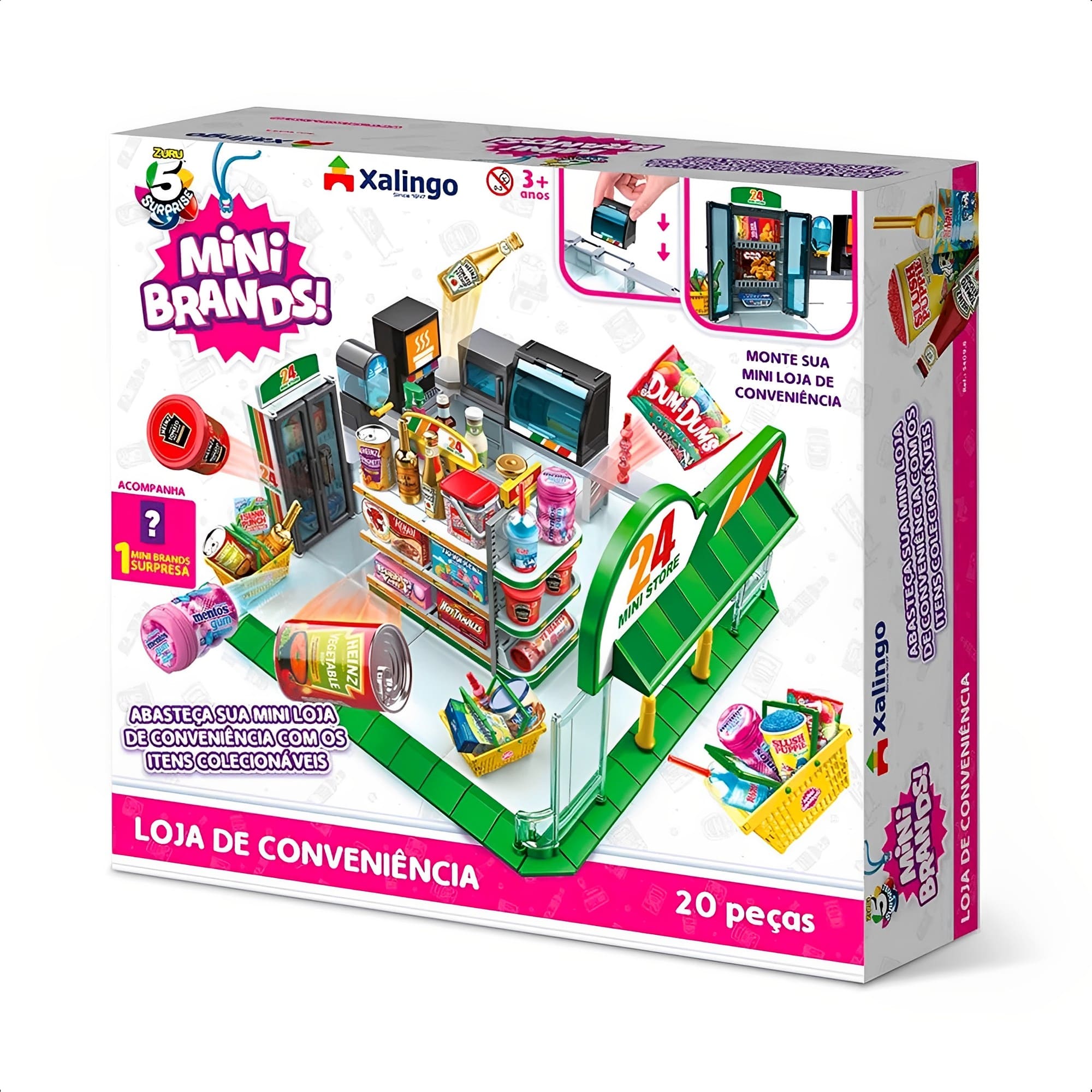 Brinquedo 5 Surprise Mini Brands Loja de Conveniência Infantil +3 Anos 20 Peças Faz de Conta Xalingo - 54098