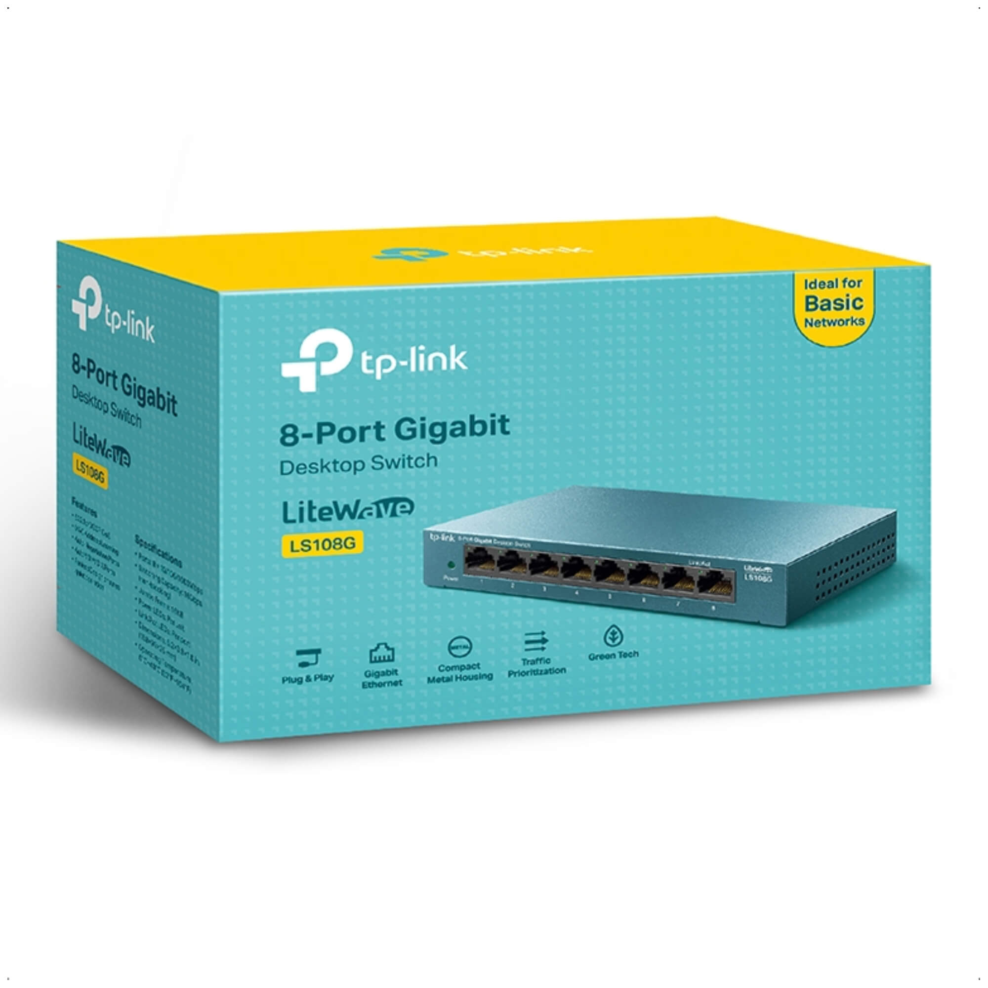 Switch Gigabit de Mesa com 8 portas LS108G LiteWave RJ45 10/100/1000Mbps TP-LINK - TPN0214