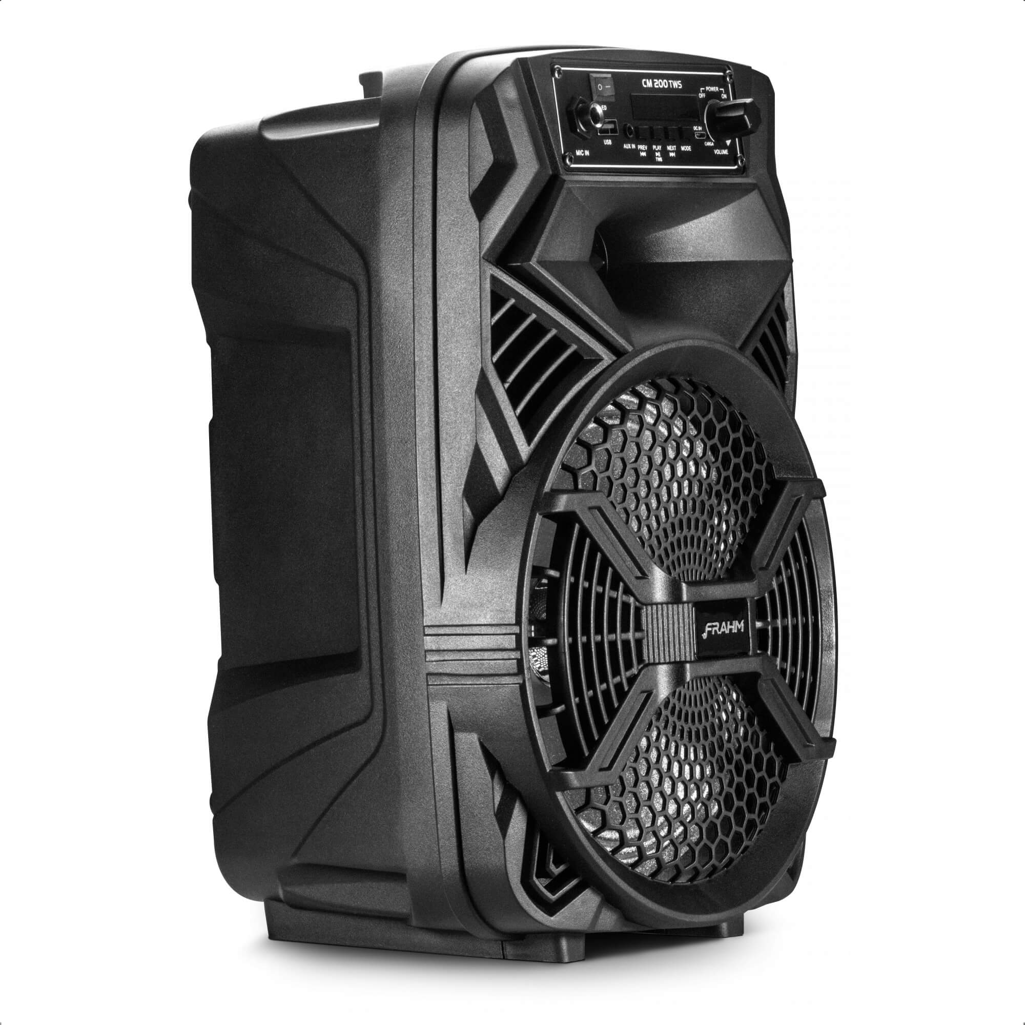 Caixa de som Frahm Ativa 200W RMS Plástica de 8 pol. Bluetooth Usb Bivolt P2 CM 200 TWS - 31717