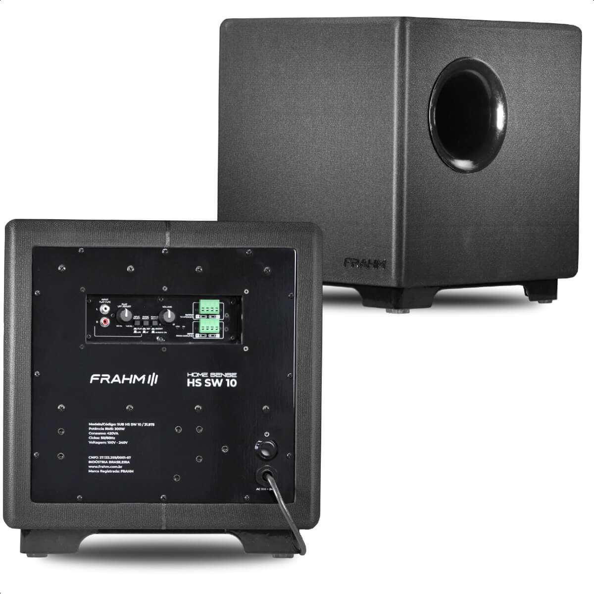 Subwoofer Ativo Premium Home Sense 300W Frahm SW 10 Pol. Bass Reflex, Smart Power On Bivolt 31975