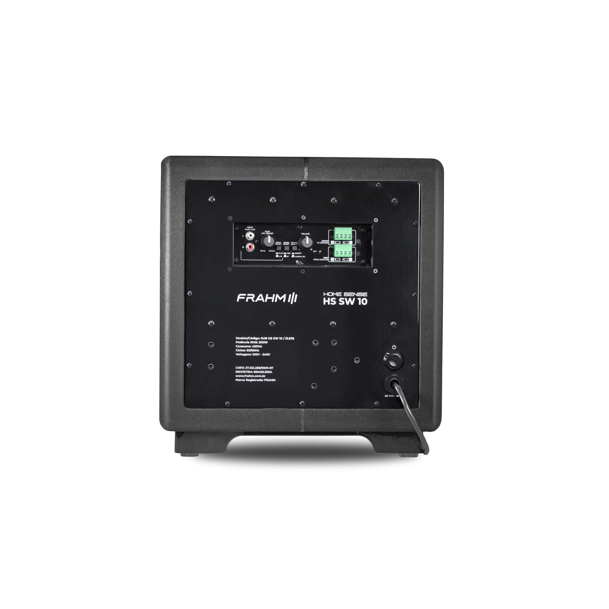 Subwoofer Ativo Premium Home Sense 300W Frahm SW 10 Pol. Bass Reflex, Smart Power On Bivolt 31975