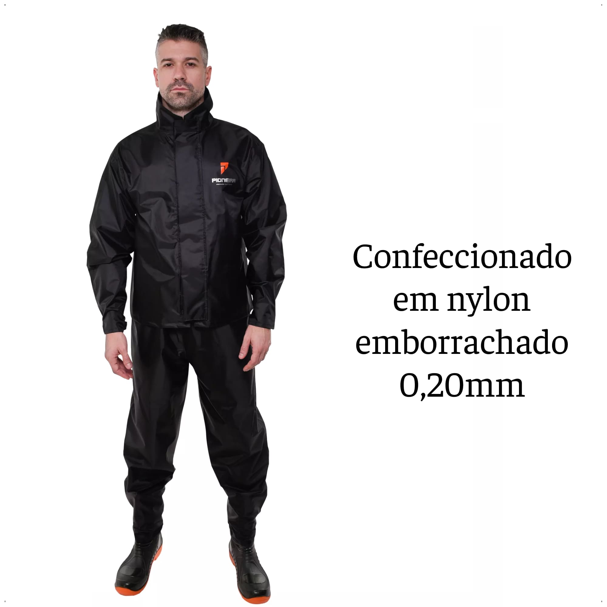 Conjunto Capa de Chuva Motoqueiro Tamanho G Nylon 0,20mm Urban Masculino Pioneira-1801-M-PRE-G