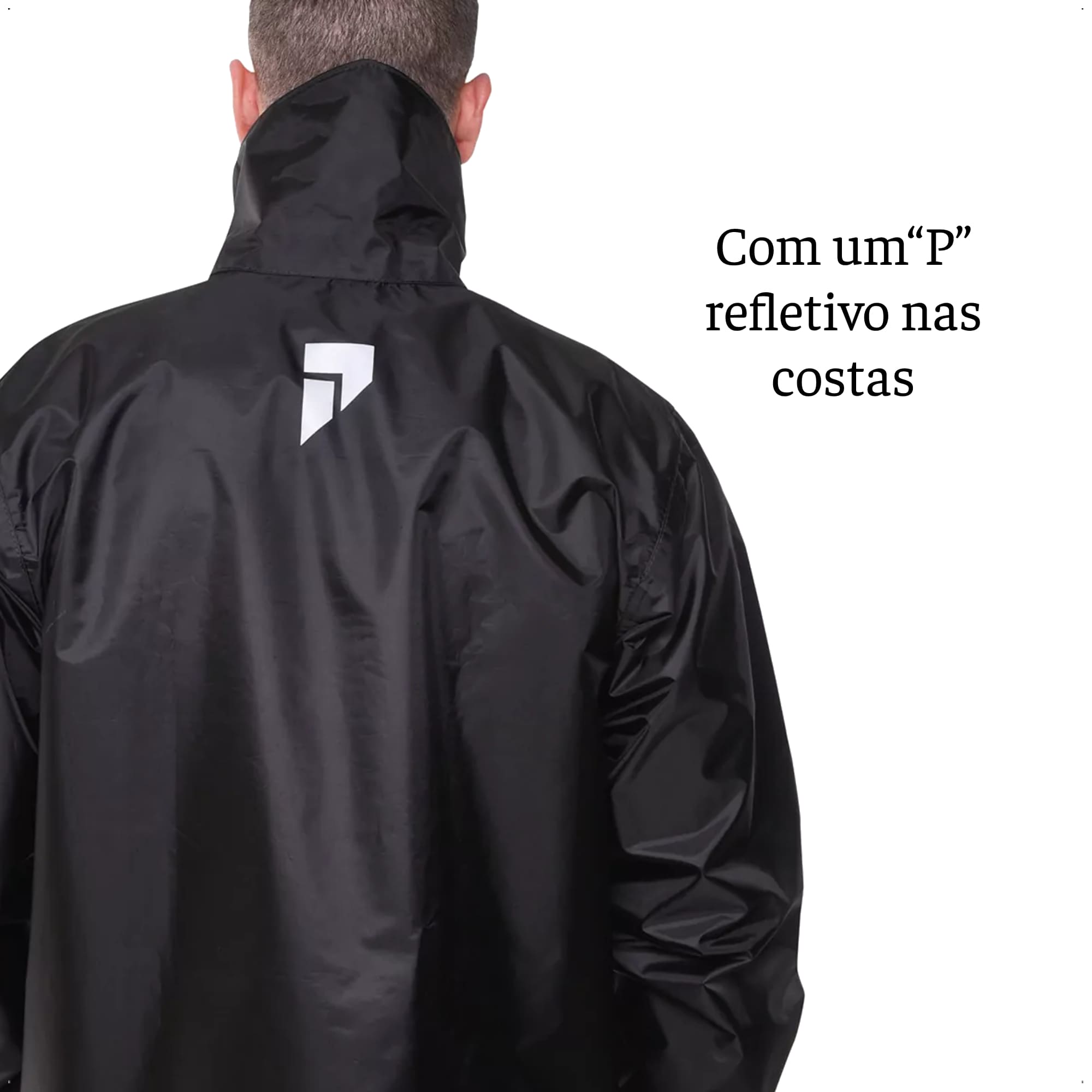 Conjunto Capa de Chuva Masculino Tam XG Preto Impermeável Moto Nylon 0,20mm Pioneira-1801-M-PRE-XG
